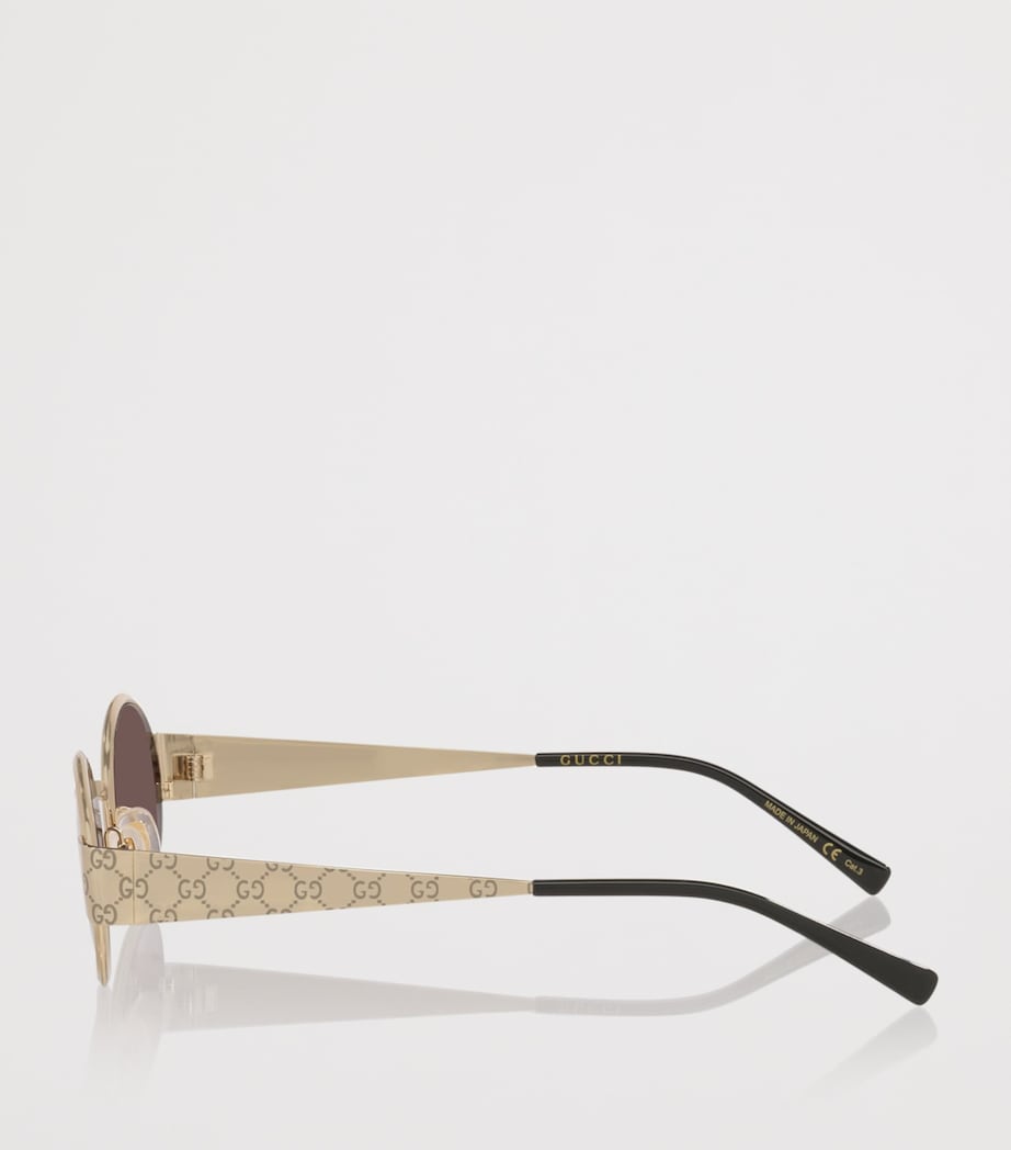 Gucci Metal Round Sunglasses Gold Image 3