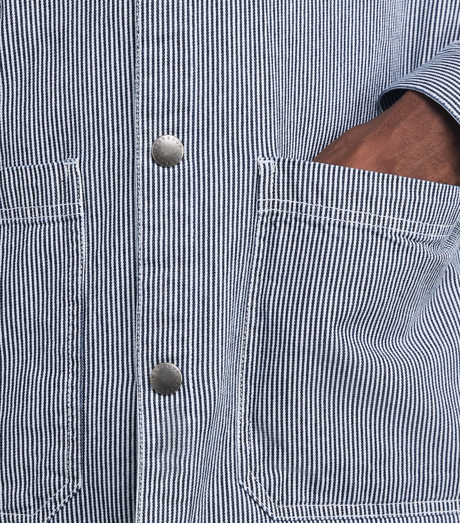 Cotton Stripe Tindale Overshirt BLEACHED BLUE Image 6