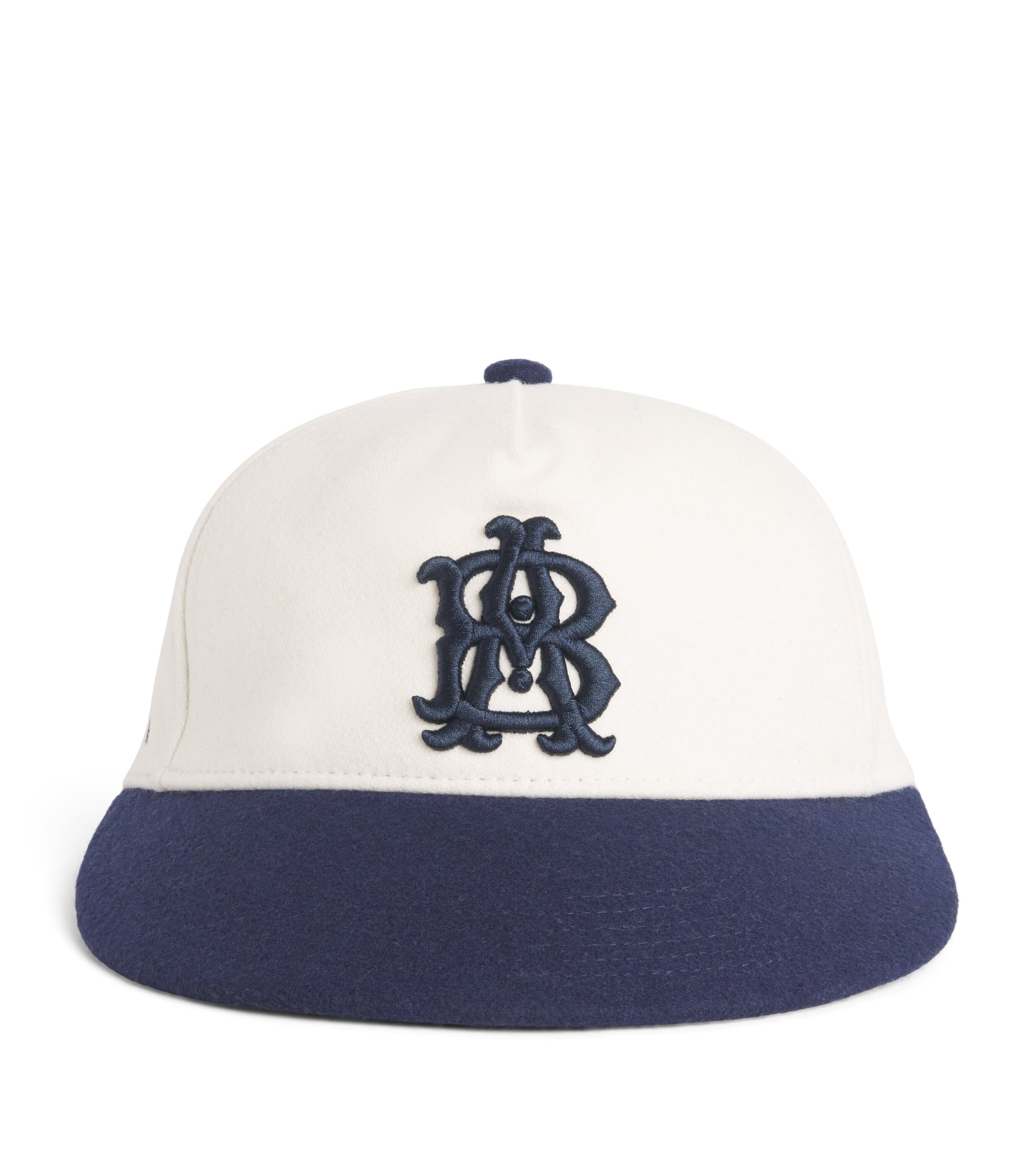 about:blank Wool-Blend Contrast Monogram Cap Ecru/navy Image 1