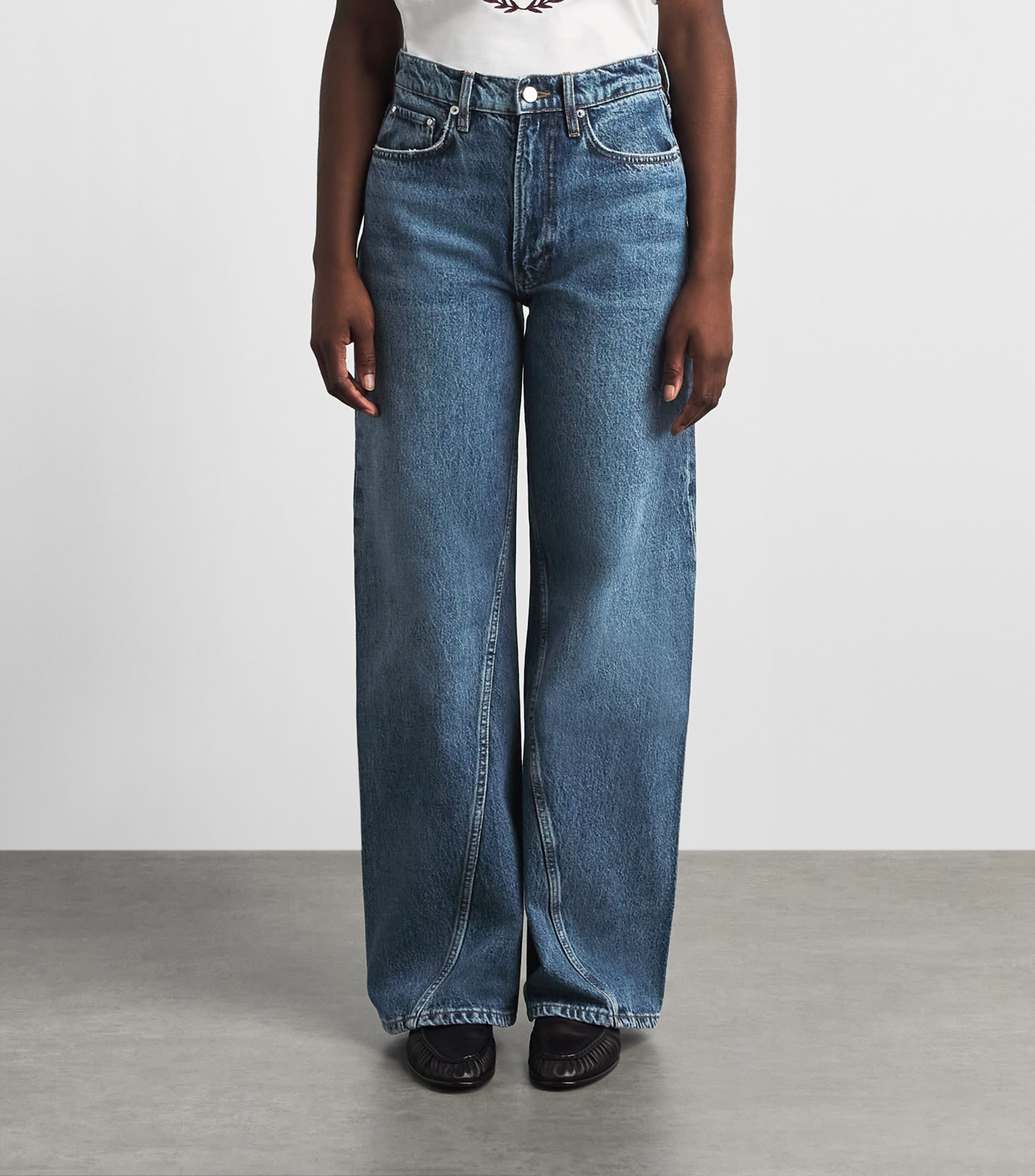 ANINE BING Womens Twisted-Seam Brie Jeans Washed Blue Image 4
