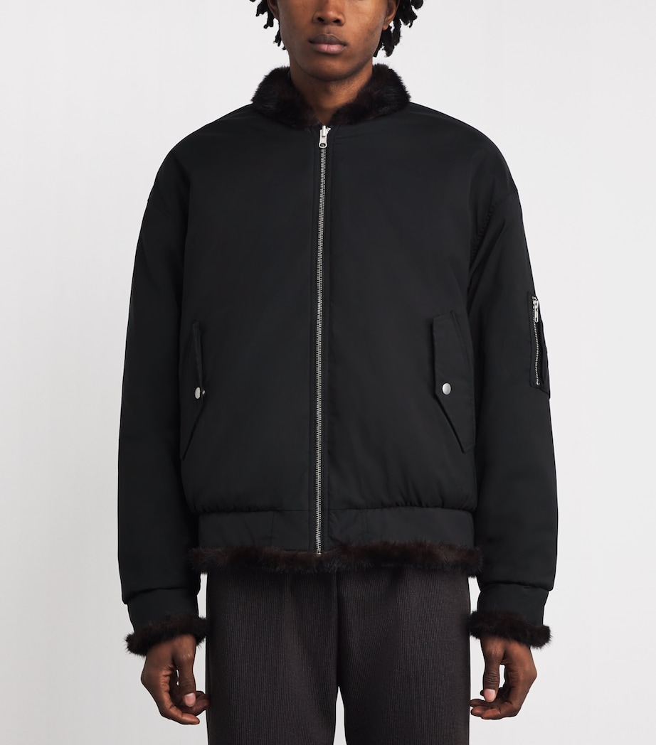 Reversible Faux Fur Bomber Jacket 962 BLACK/BROWN Image 6