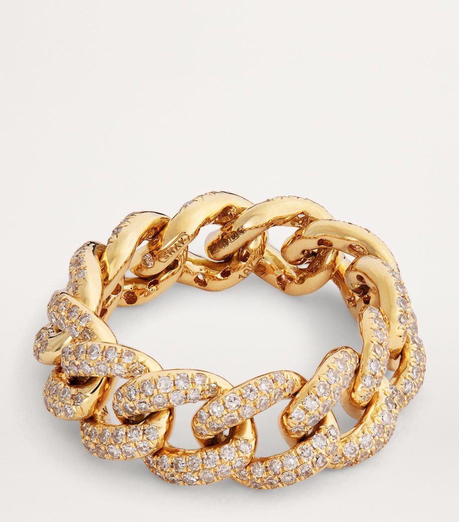 Yellow Gold and Diamond Pavé Link Ring YELLOW GOLD Image 4