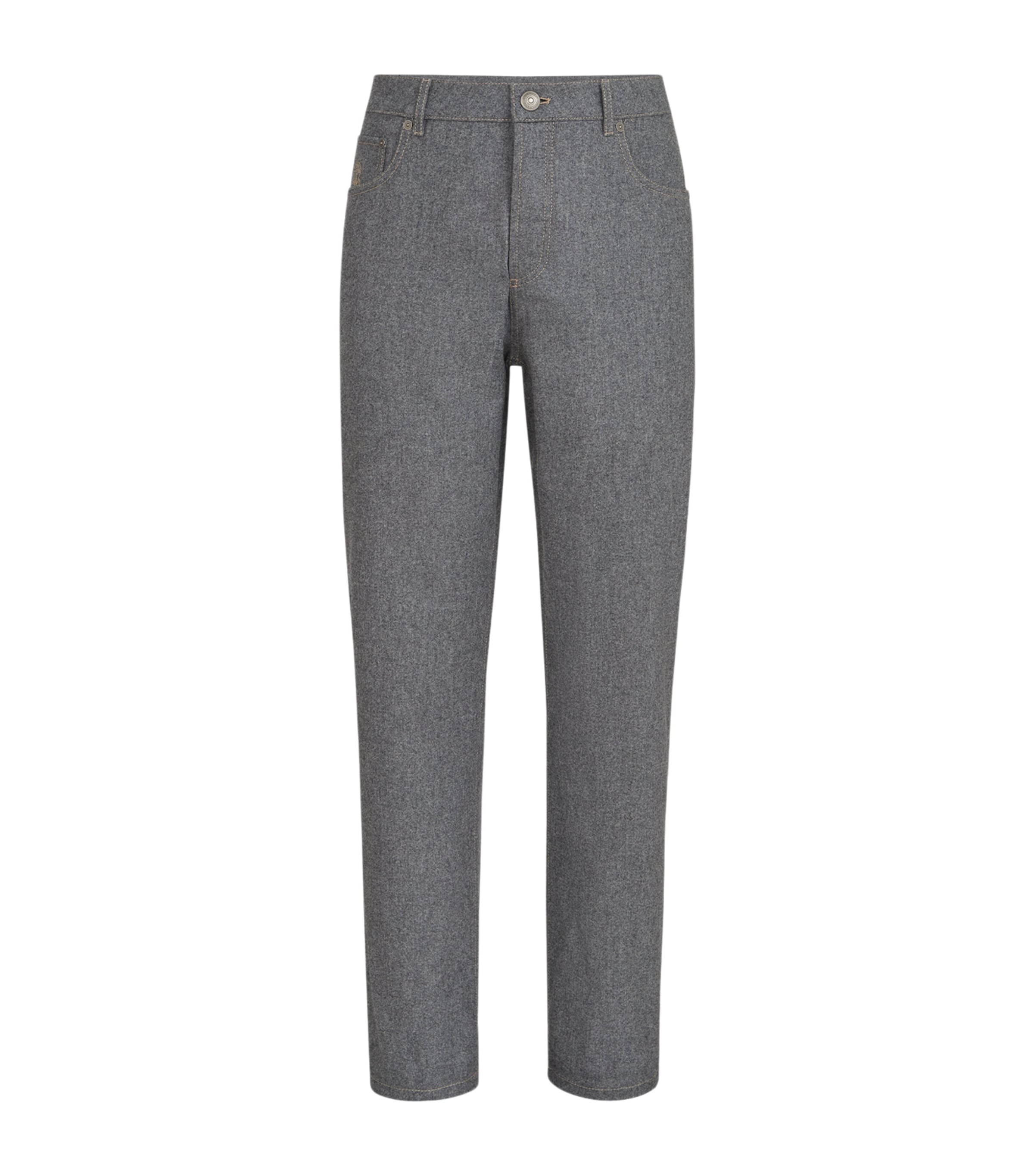 Brunello Cucinelli Mens Virgin Wool Flannel Tailored Trousers Image 1