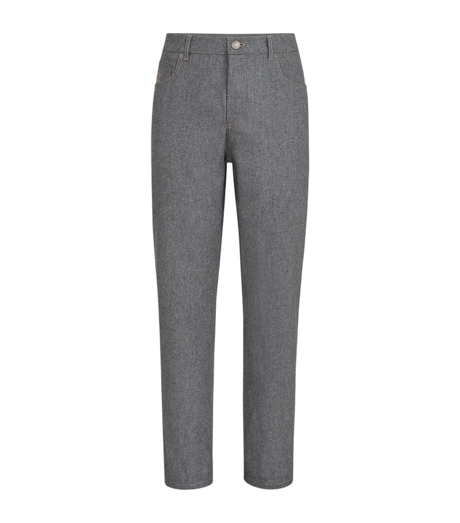 Brunello Cucinelli Mens Virgin Wool Flannel Tailored Trousers Image 1