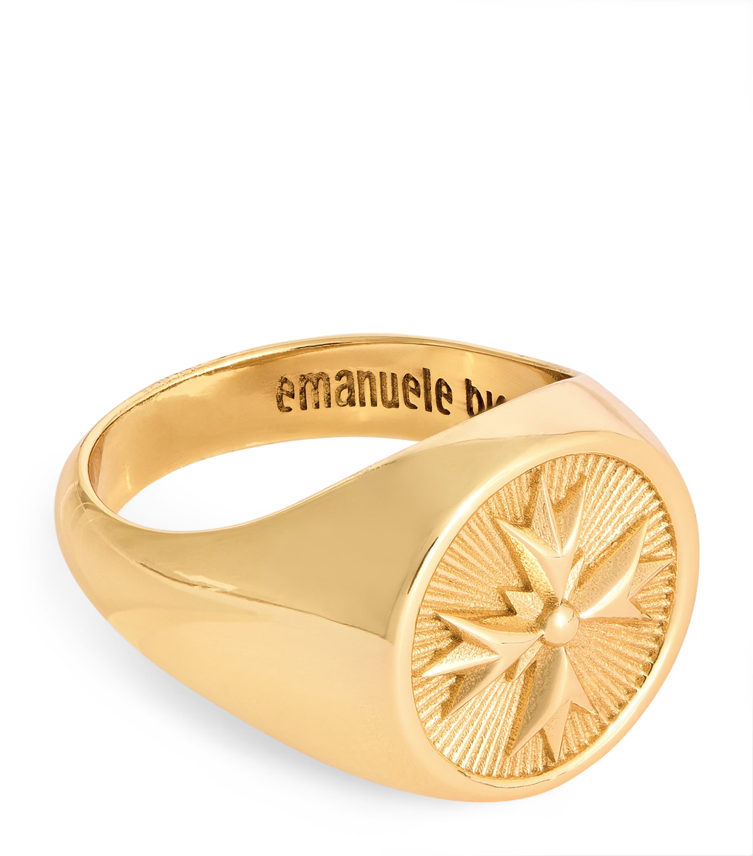 Shop Emanuele Bicocchi Gold-plated Crest Signet Ring