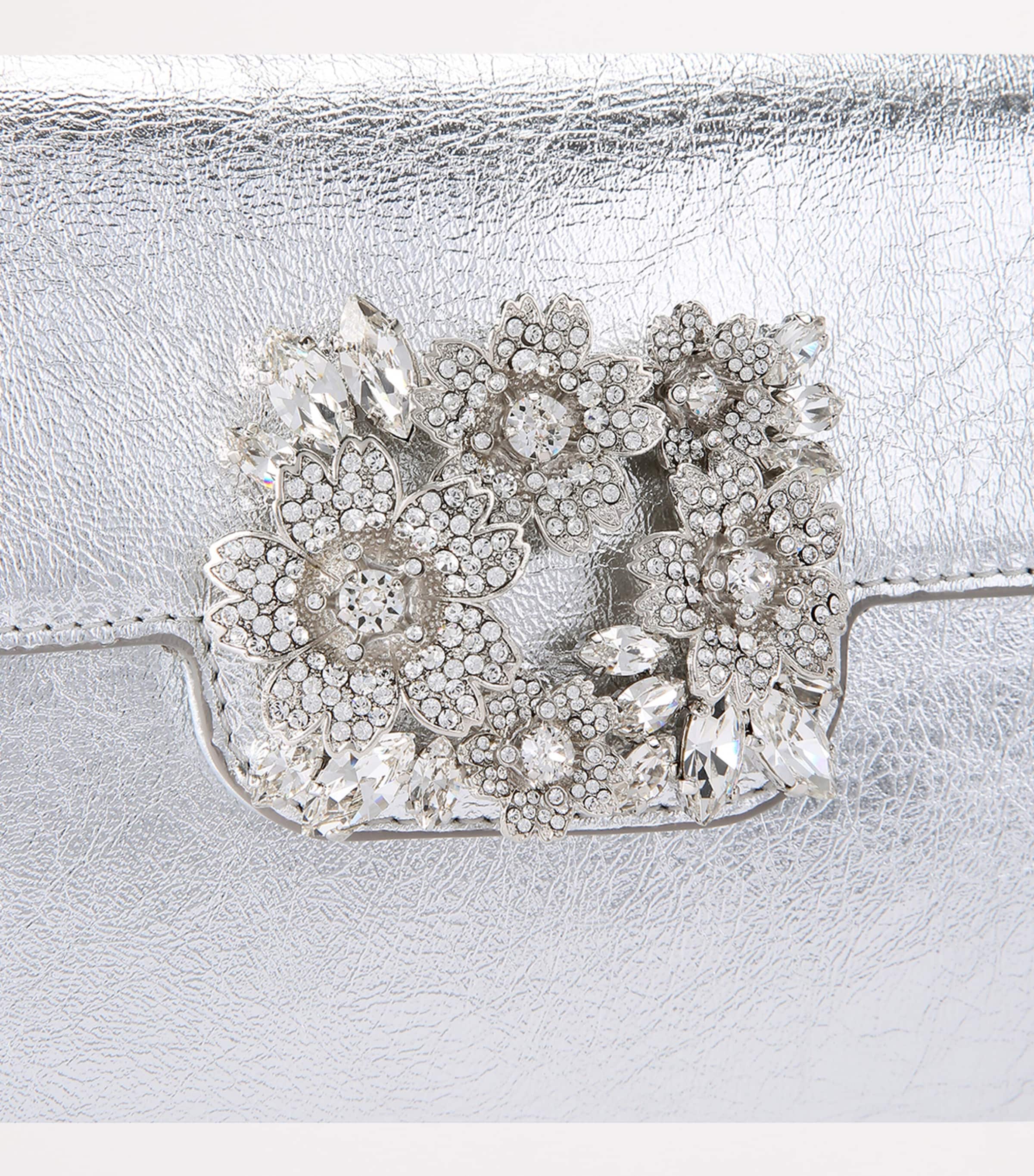 Roger Vivier Mini Leather Efflorescence Envelope Clutch Bag Silver Image 3