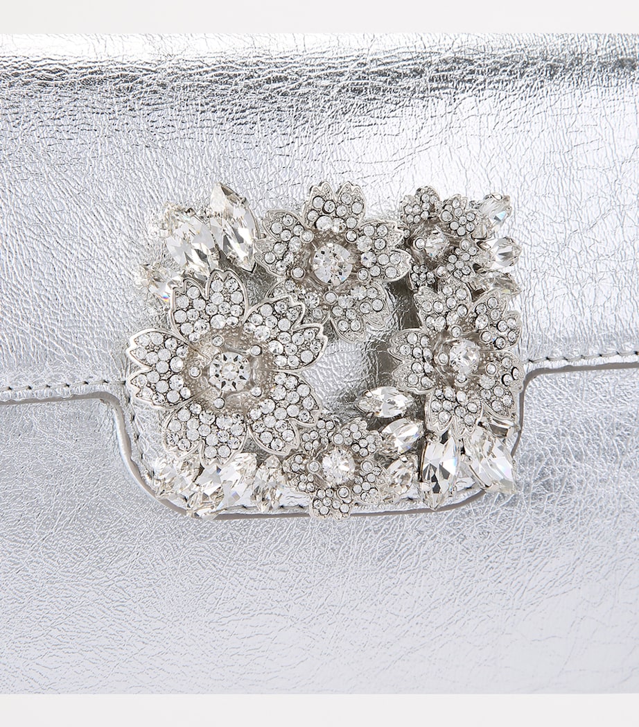 Roger Vivier Mini Leather Efflorescence Envelope Clutch Bag Silver Image 3