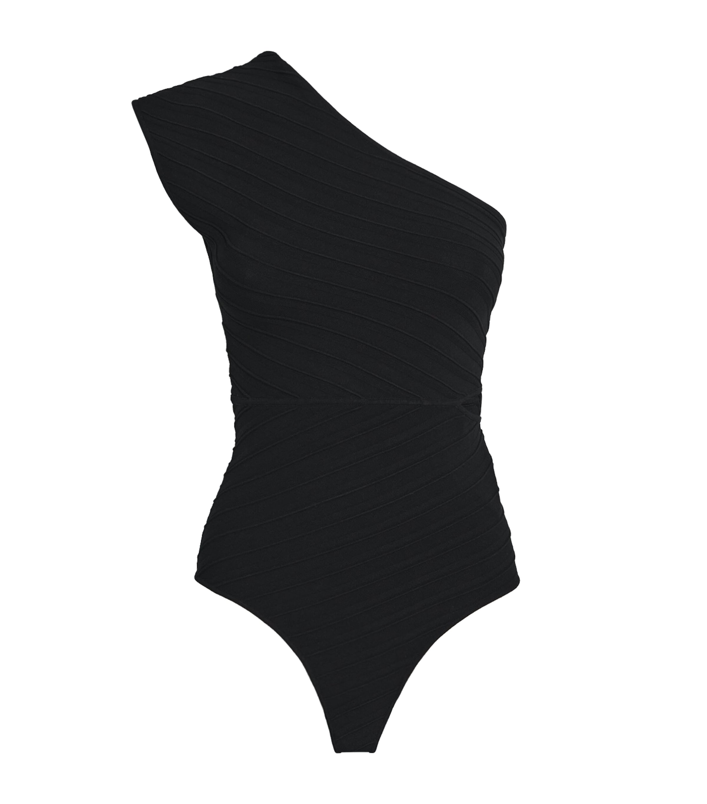 Sandro Womens Black One-shoulder Cut-out Stretch-knit Bodysuit In Black