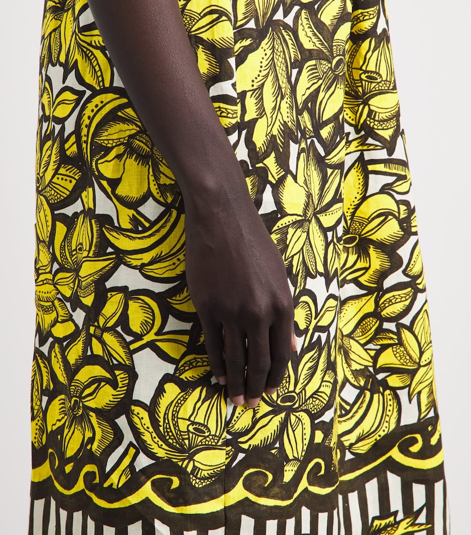 ALEMAIS Womens Hemp Printed Mona Midi Dress Yellow Image 5