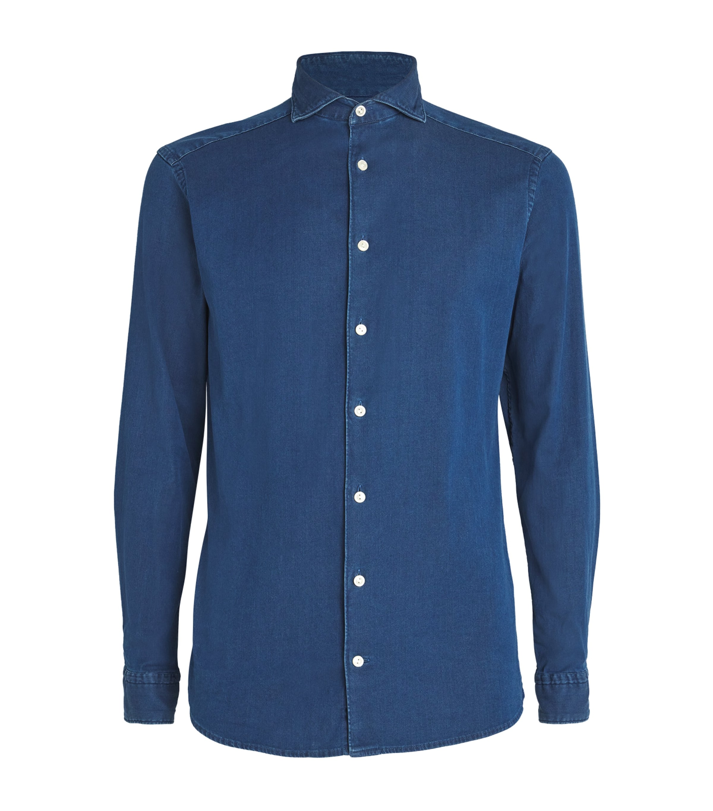 Eton Stretch-cotton Denim Shirt In Navy