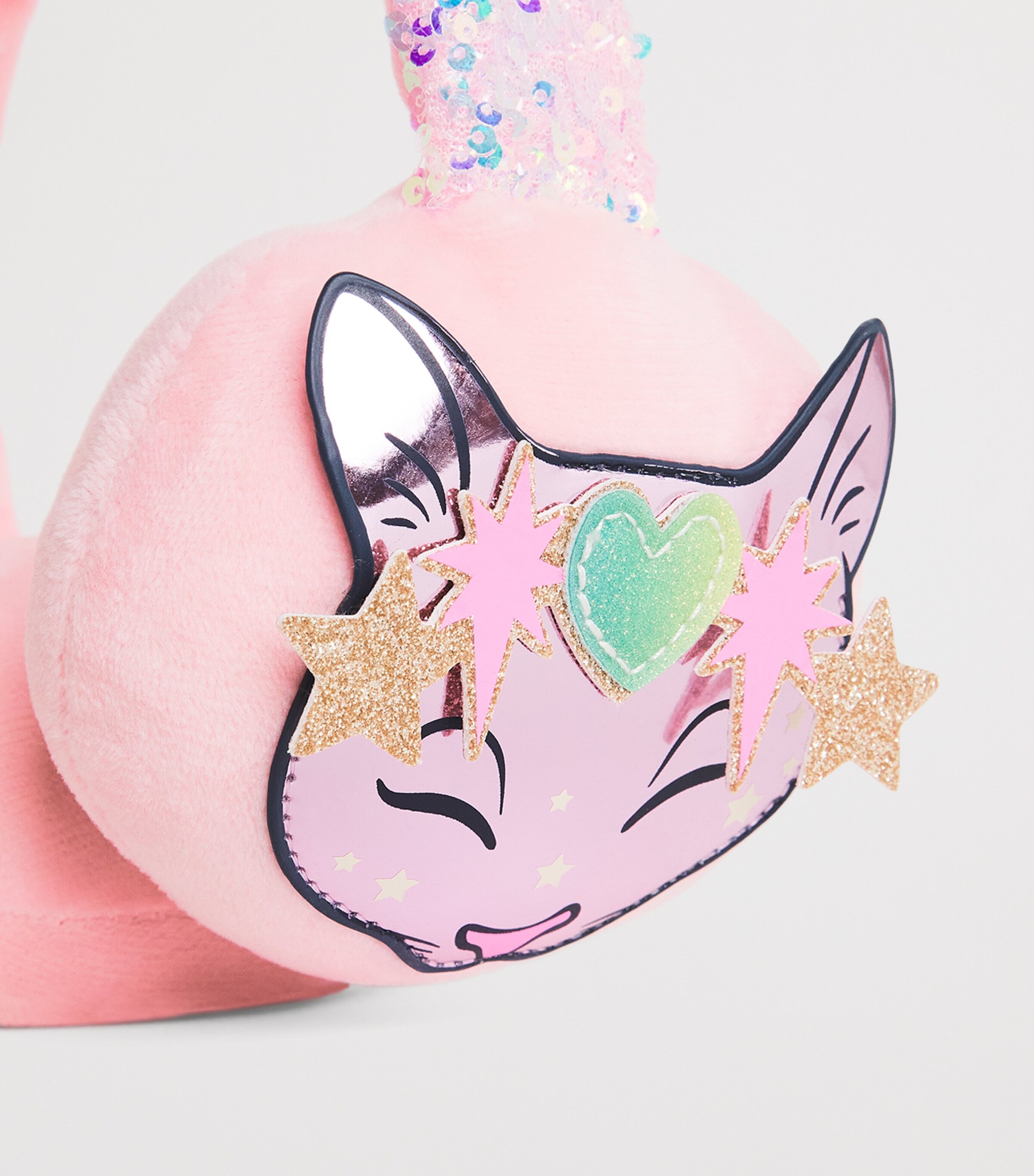 Embellished Cat Earmuffs PEACH Image 3