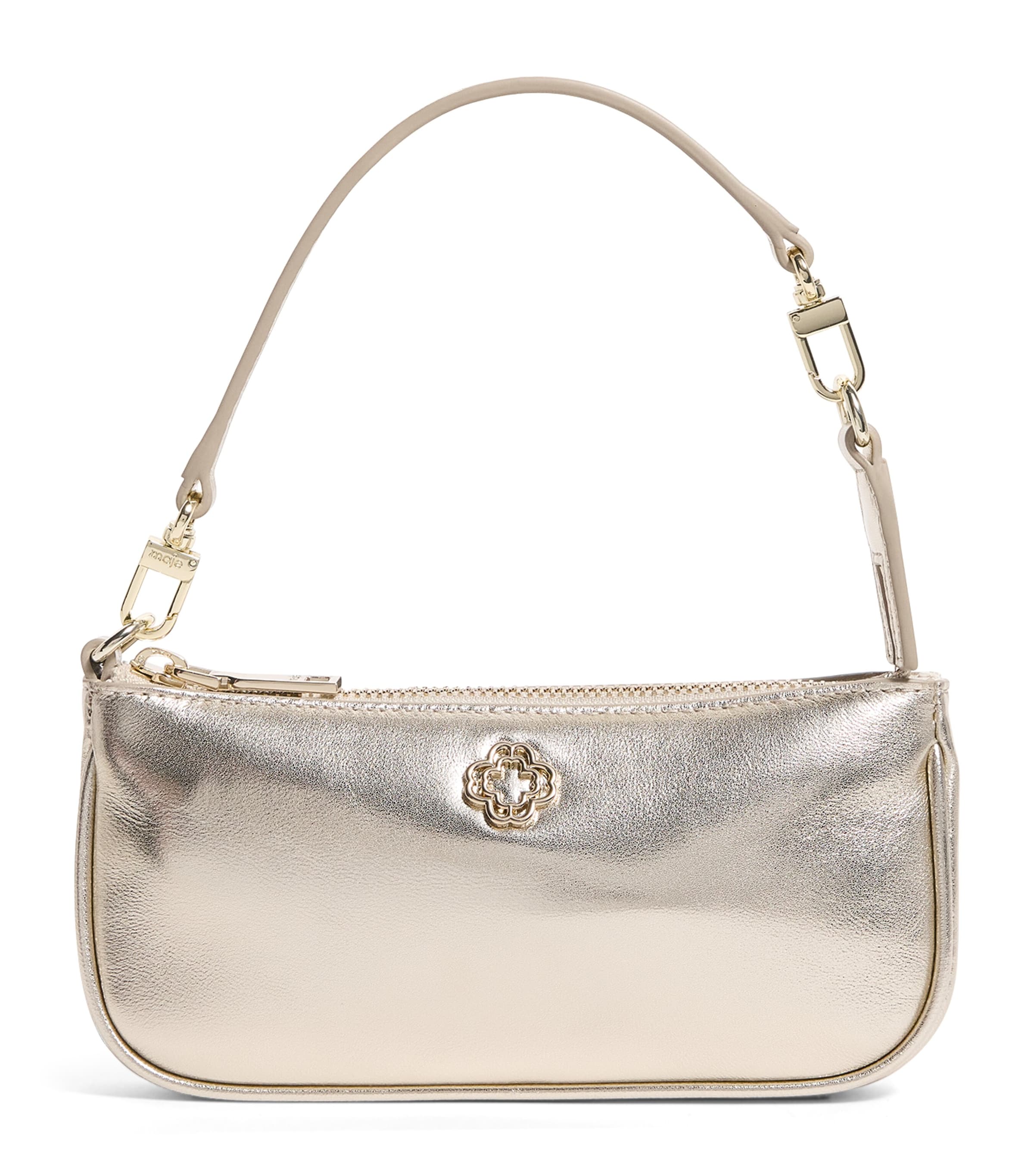 Maje Leather Sarah Shoulder Bag Gold Image 1