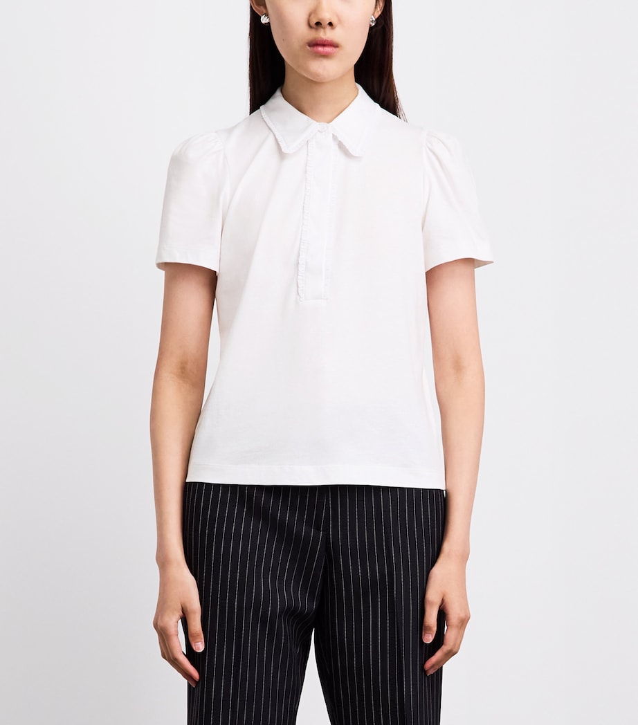 ME+EM Womens Frill-Trim Layering Shirt Fresh White Image 4