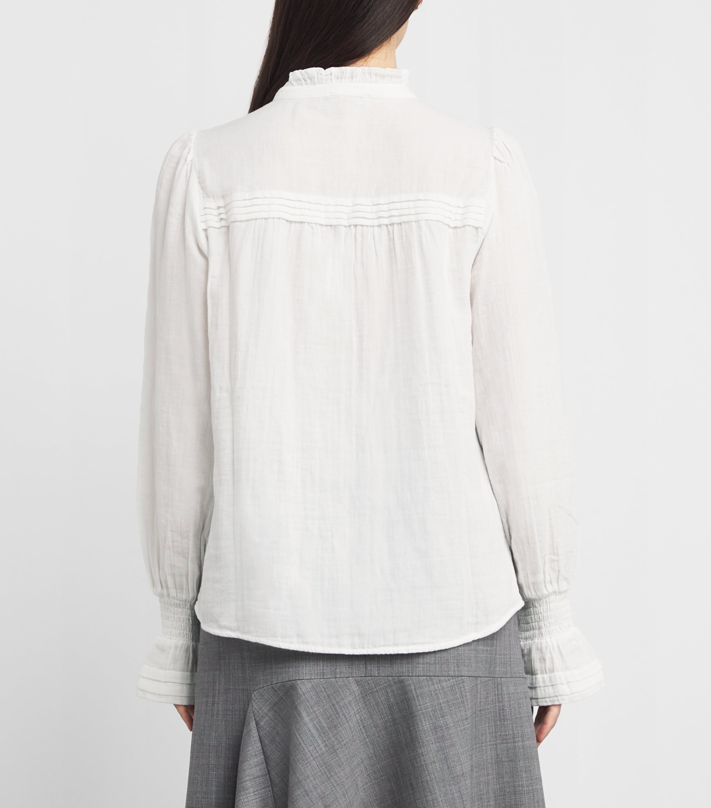 ME+EM Womens Cotton Pleated Blouse Soft White Image 4