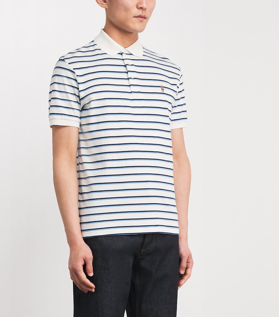 Pima Cotton Stripe Slim Polo Shirt WHITE BLUE MULTI Image 3