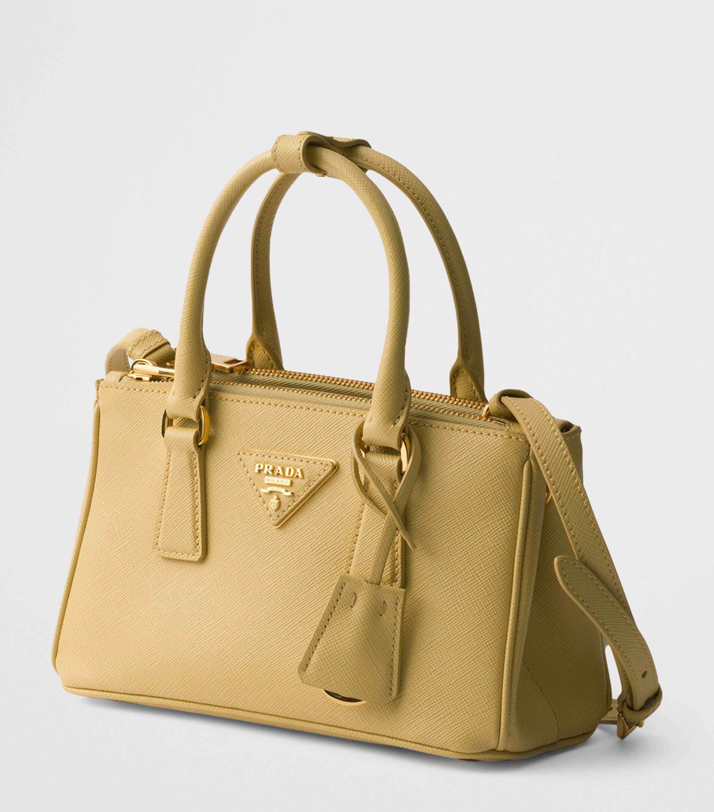 Prada Mini Saffiano Leather Galleria Shoulder Bag Yellow Image 2