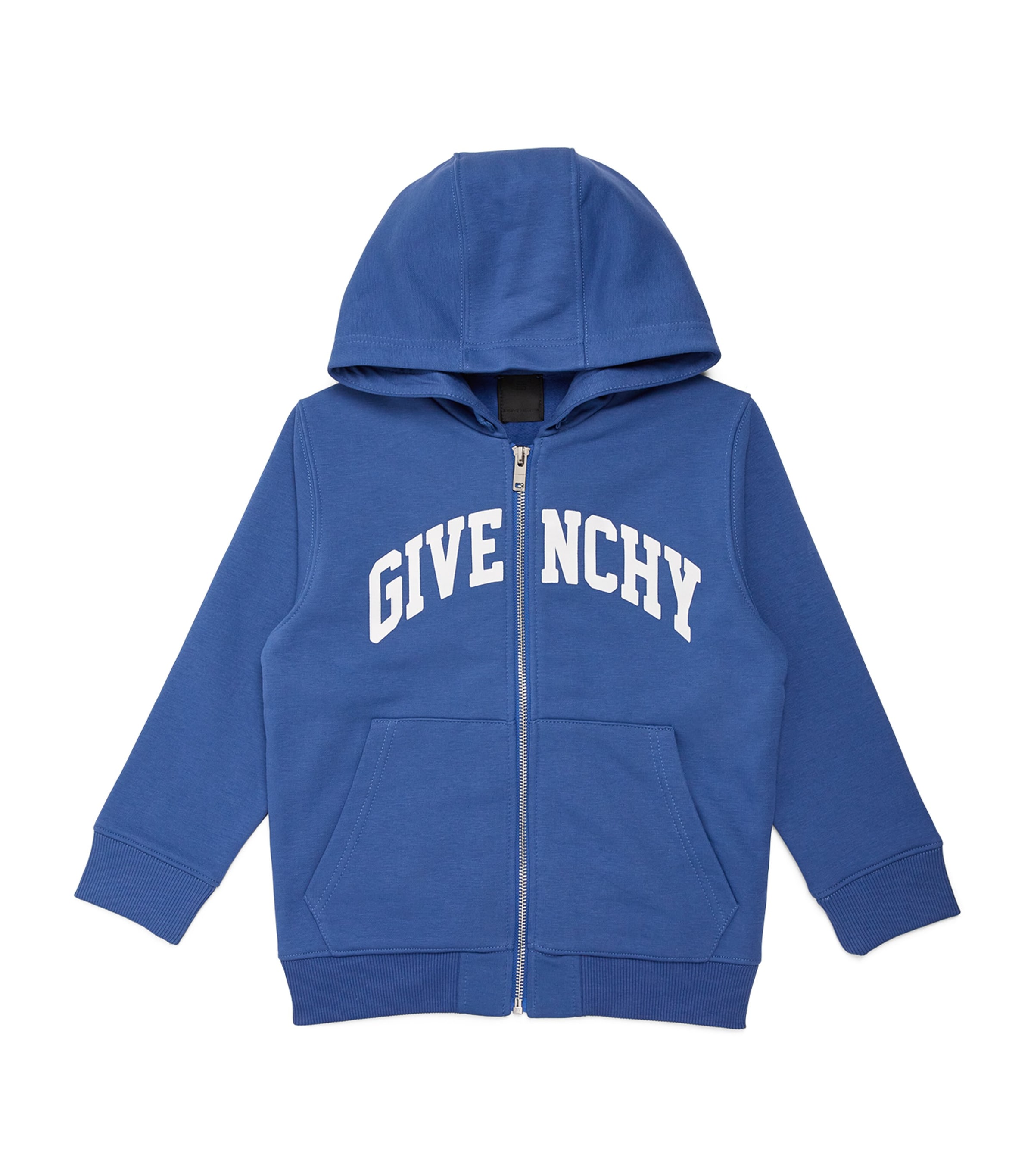 Shop Givenchy Zipped Logo Hoodie In Blue