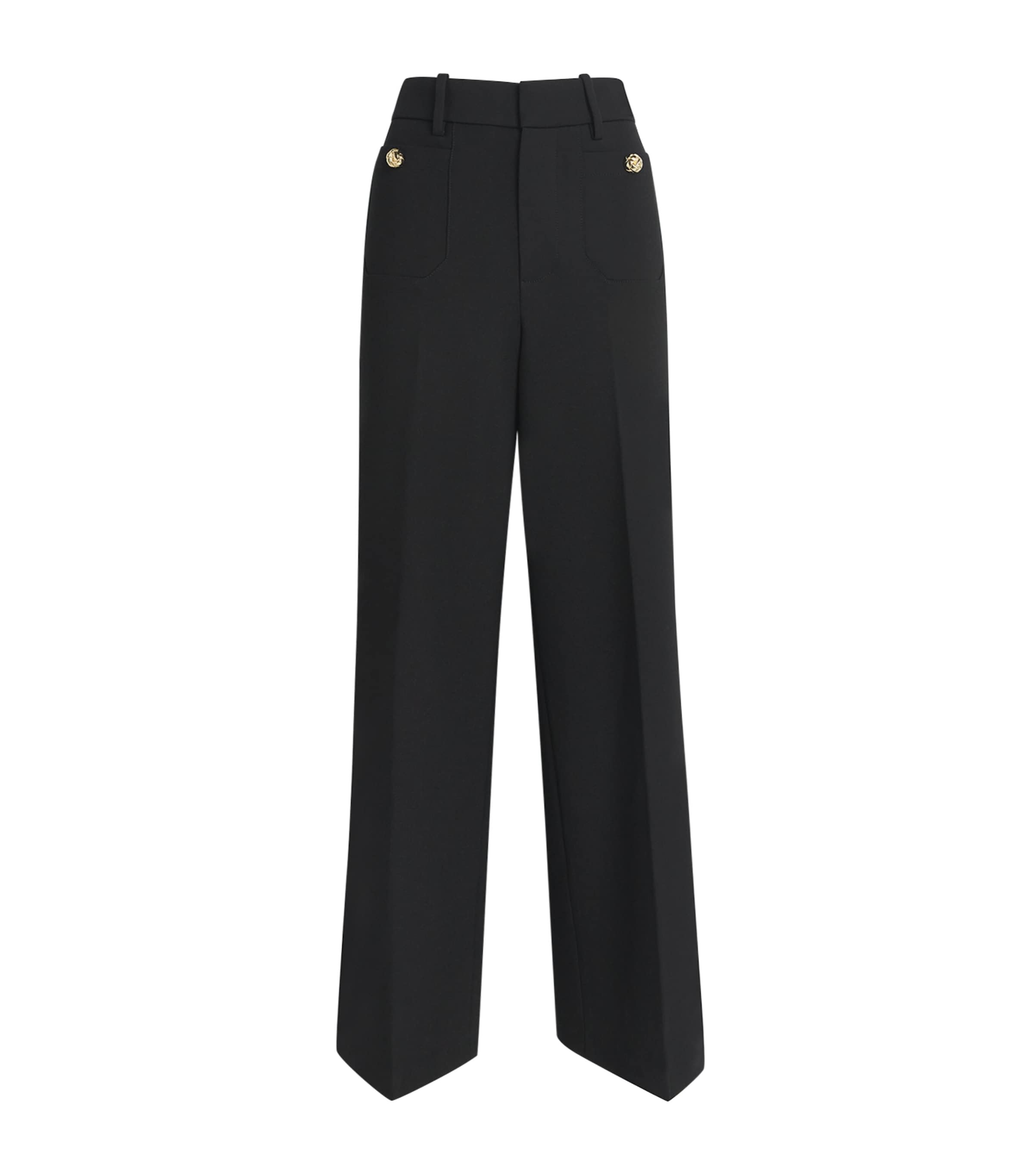 Wide-Leg Palazzo Trousers BLK Image 1