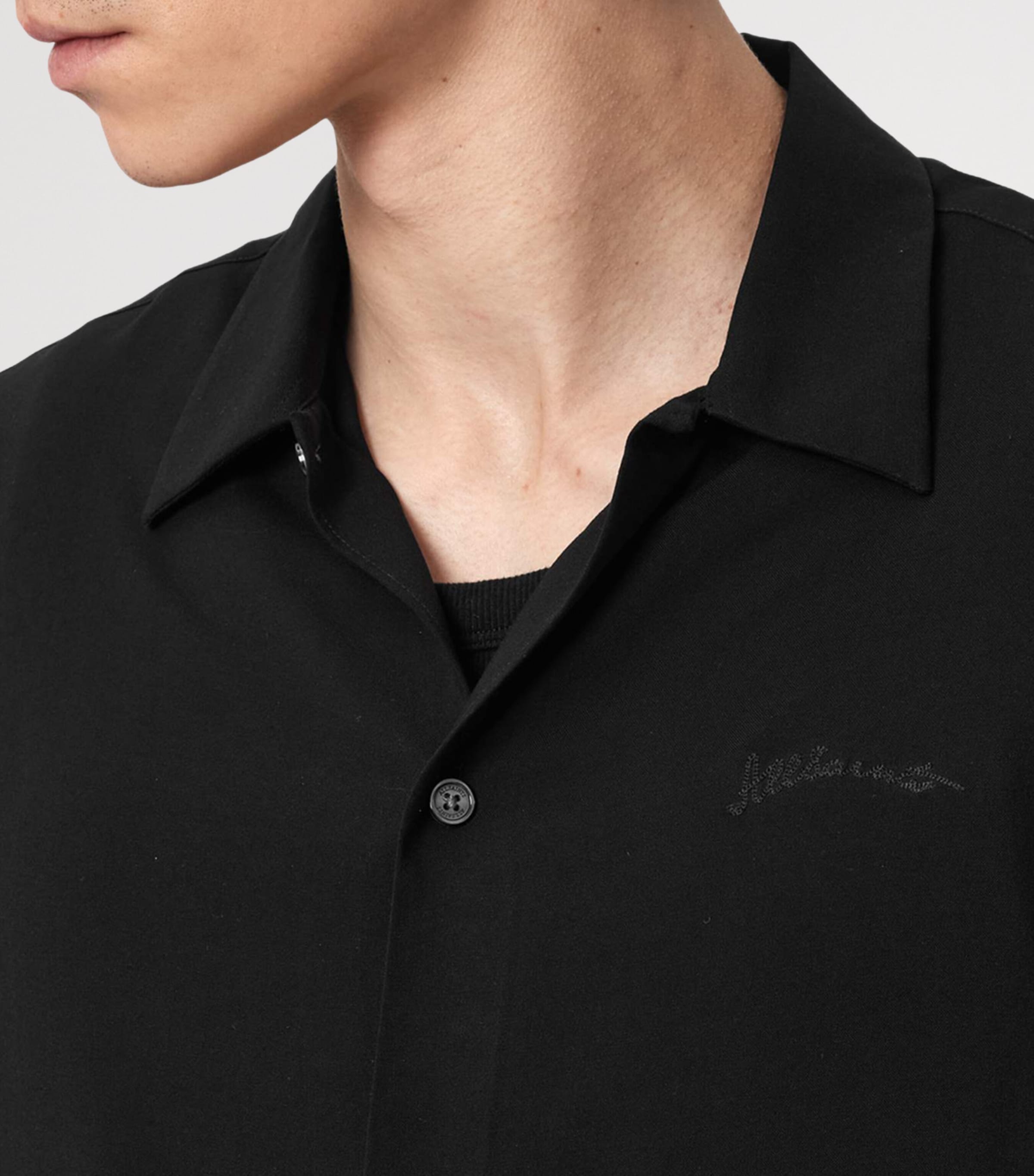 AllSaints Mens Baron Short-Sleeve Shirt Jet Black Image 5