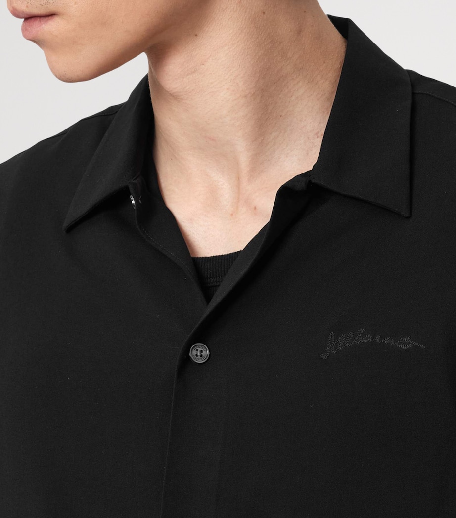 AllSaints Mens Baron Short-Sleeve Shirt Jet Black Image 5
