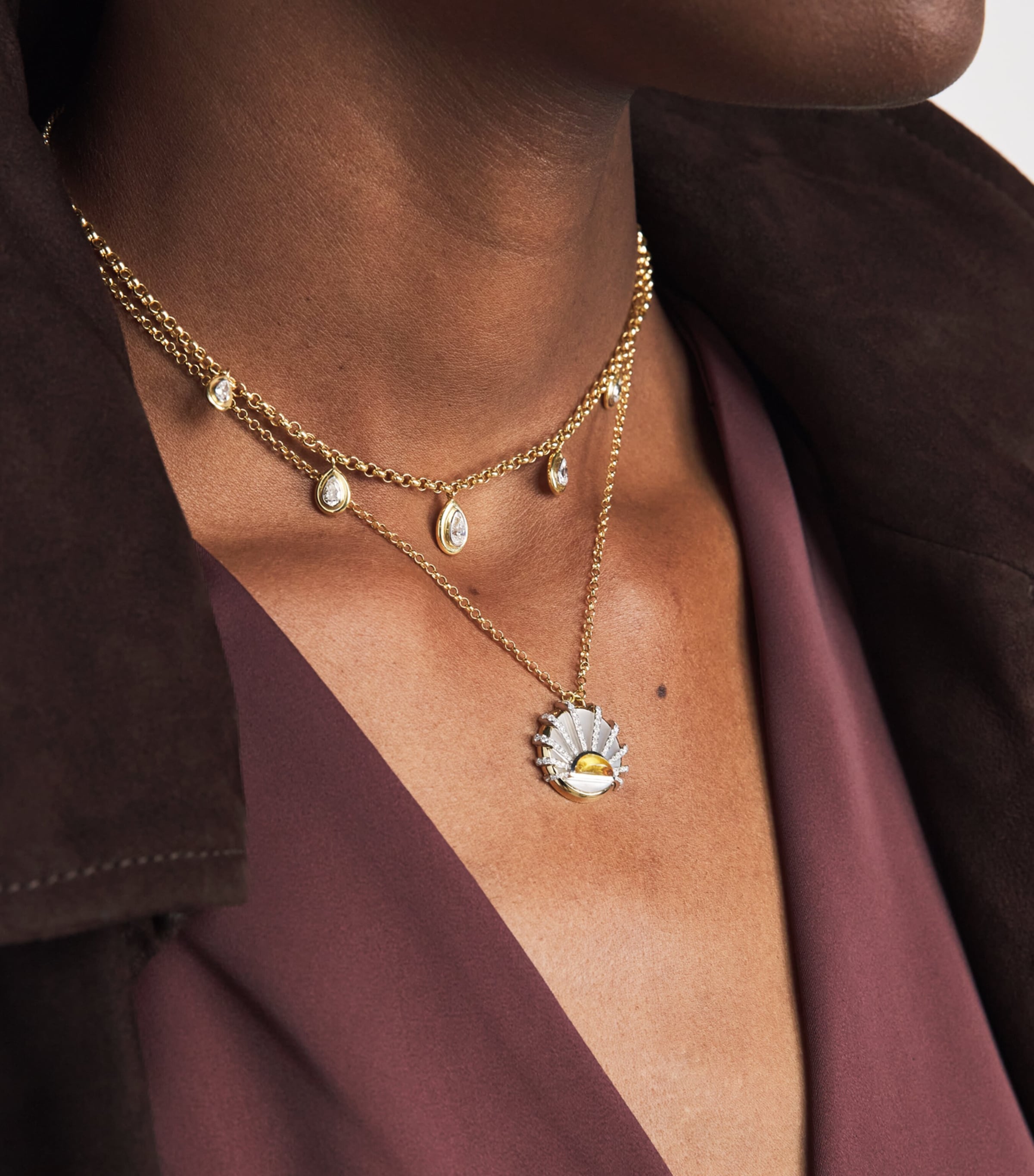 L'ATELIER NAWBAR Yellow Gold and Diamond Lot N*93 Sun Dawn Necklace Yellow Gold Image 2