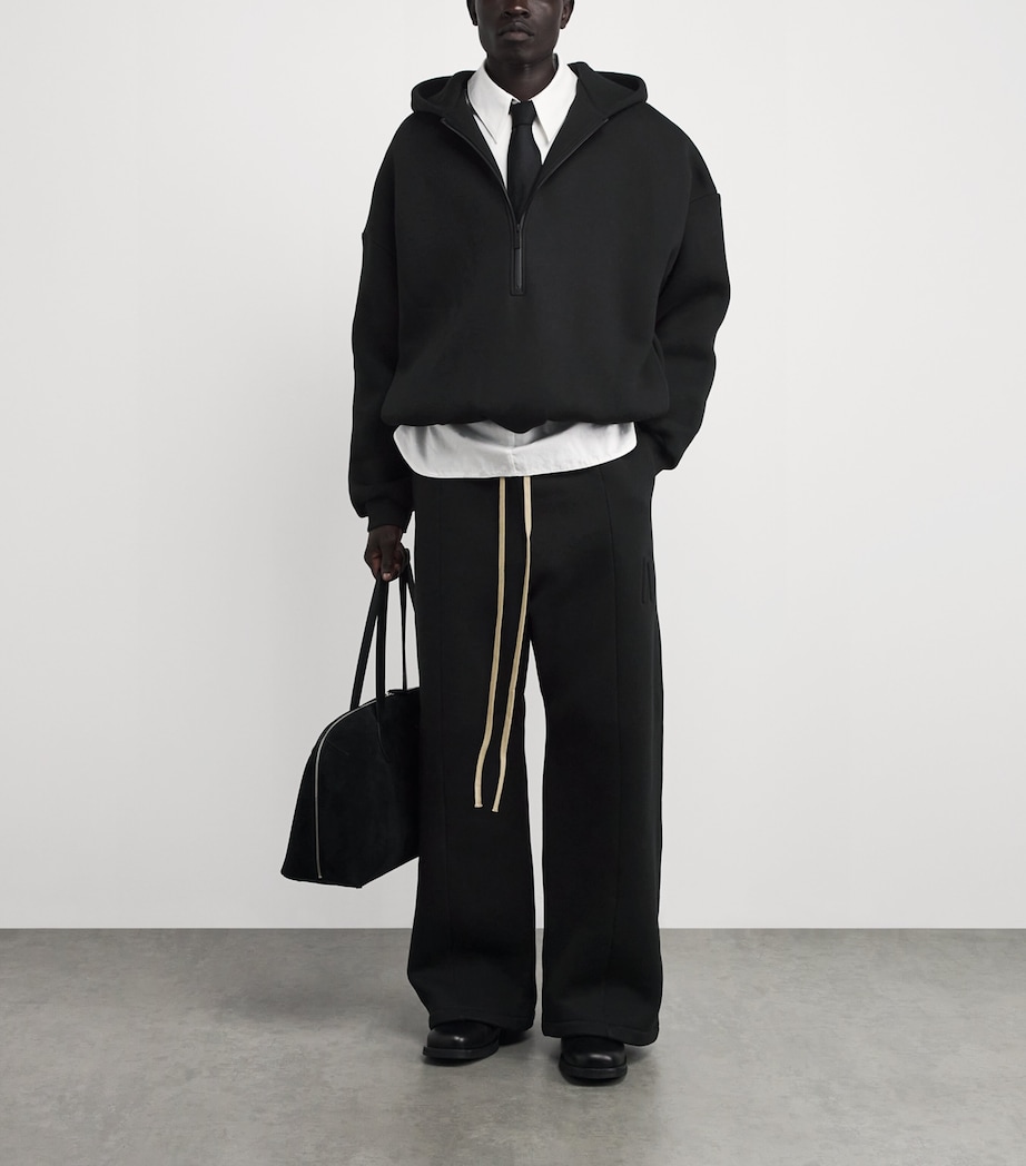 Wide-Leg Athletic Sweatpants BLACK Image 2