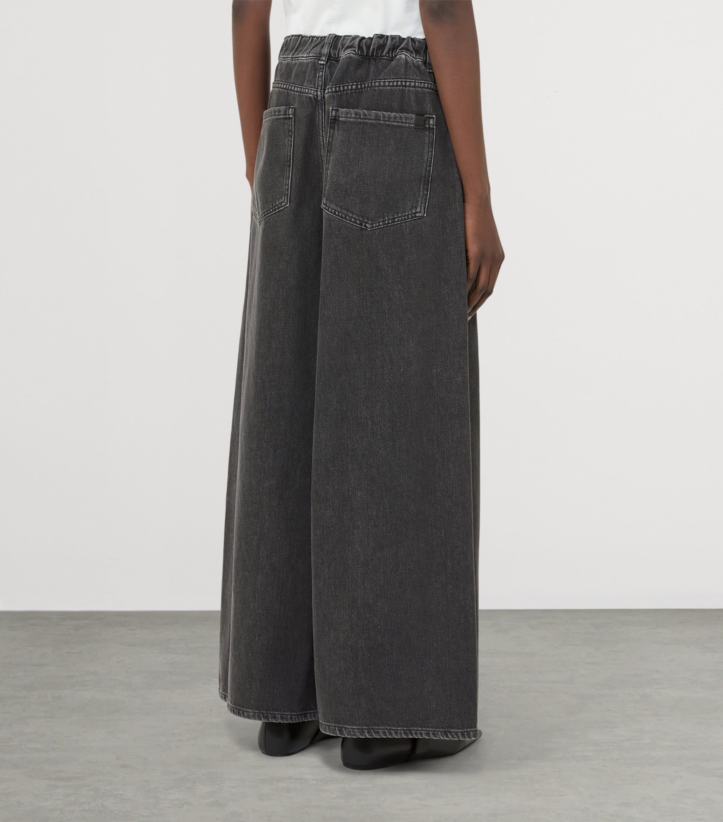 Weekend Max Mara Womens Logo-Printed Authentic Wide-Leg Jeans Black Image 4