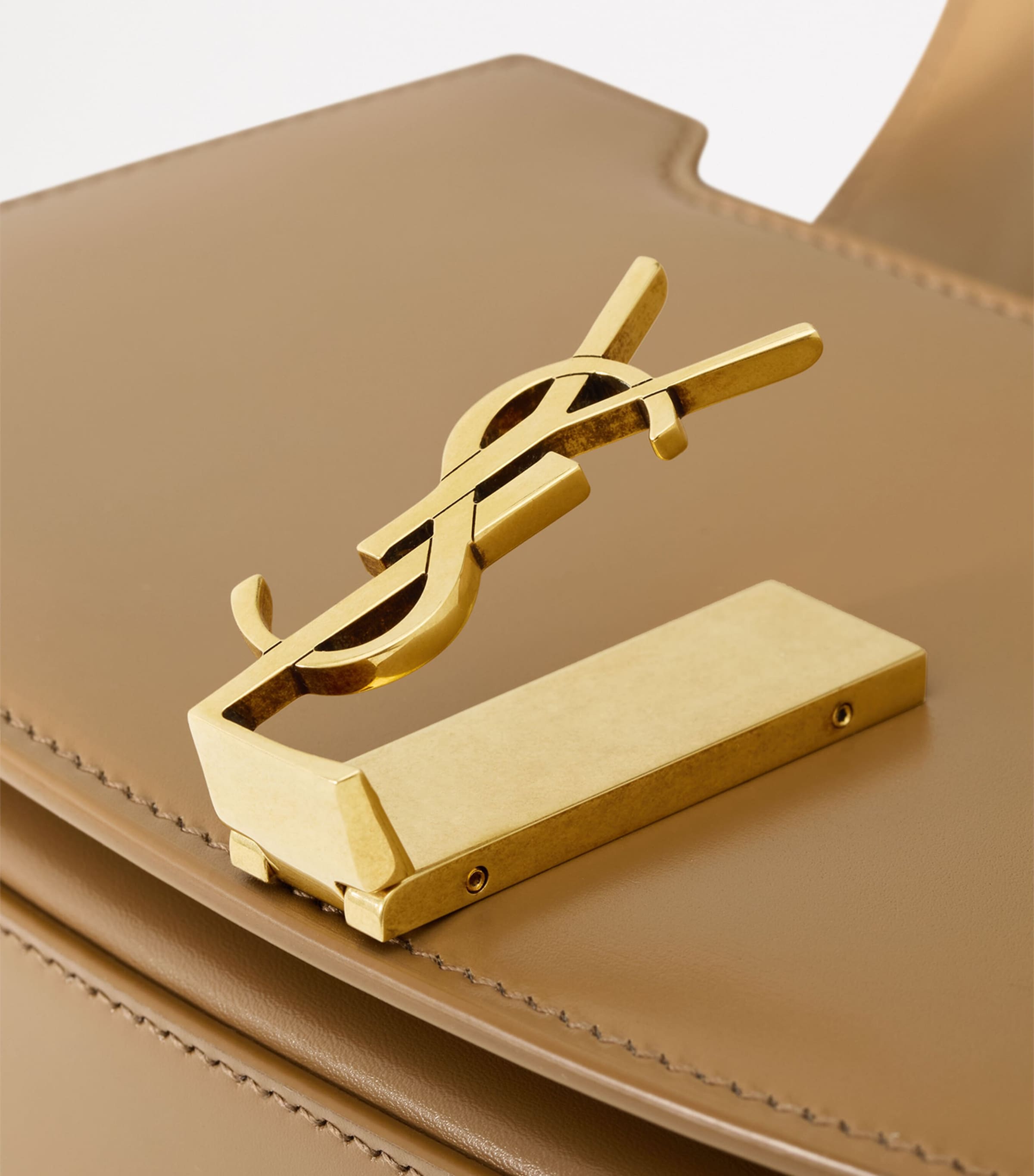 Saint Laurent Beige Calfskin Bascule Cross-Body Bag | Harrods US