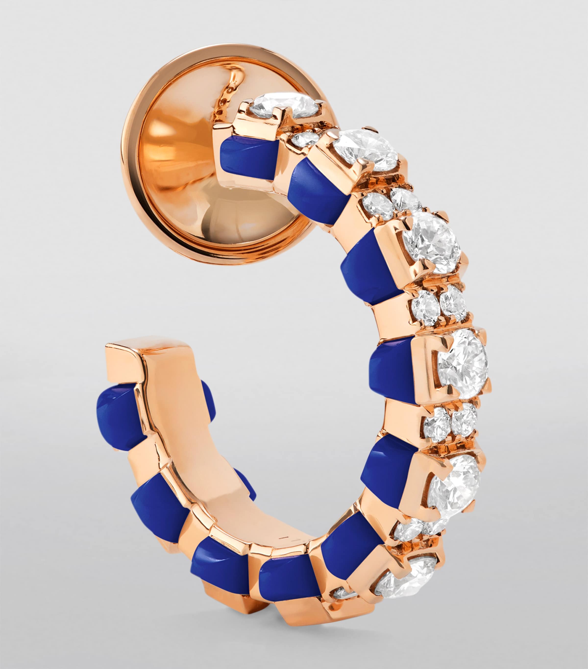 Rose Gold, Diamond and Lapis Lazuli Tip-Top Hoop Earrings ROSE GOLD Image 2