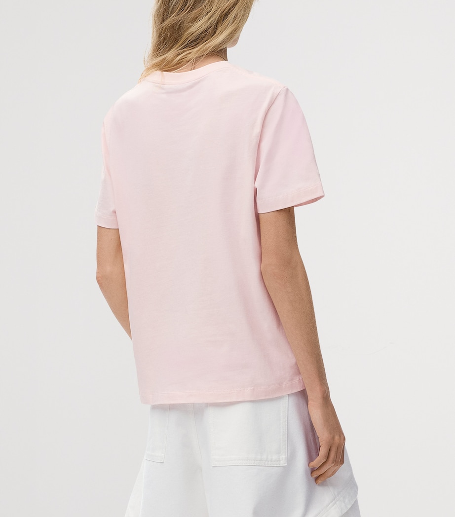 LOEWE Womens x Paula’s Ibiza Stretch-Cotton Anagram T-Shirt Light Pink Image 4