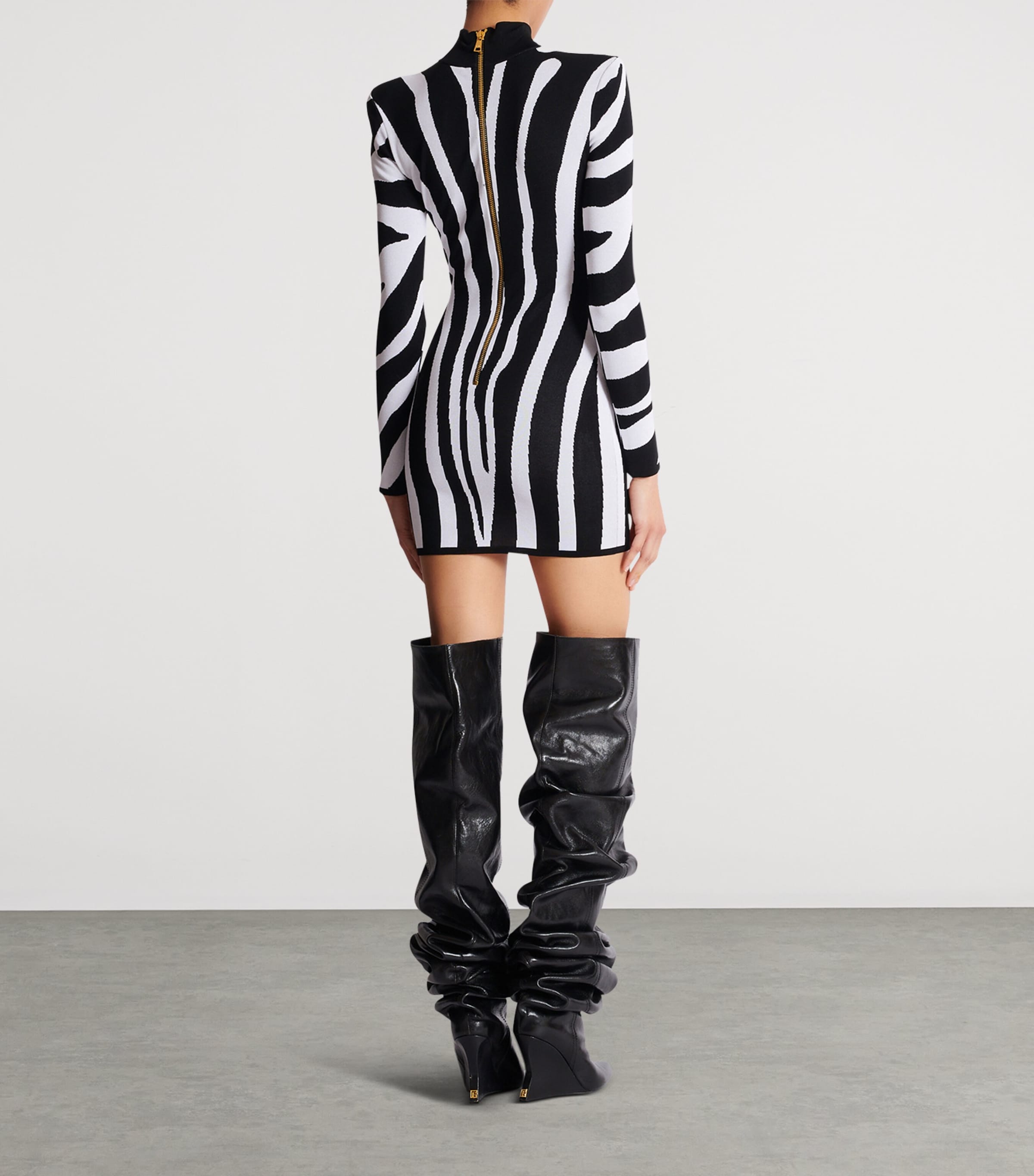 Knitted Zebra Mini Dress EAB NOIR/BLANC Image 4