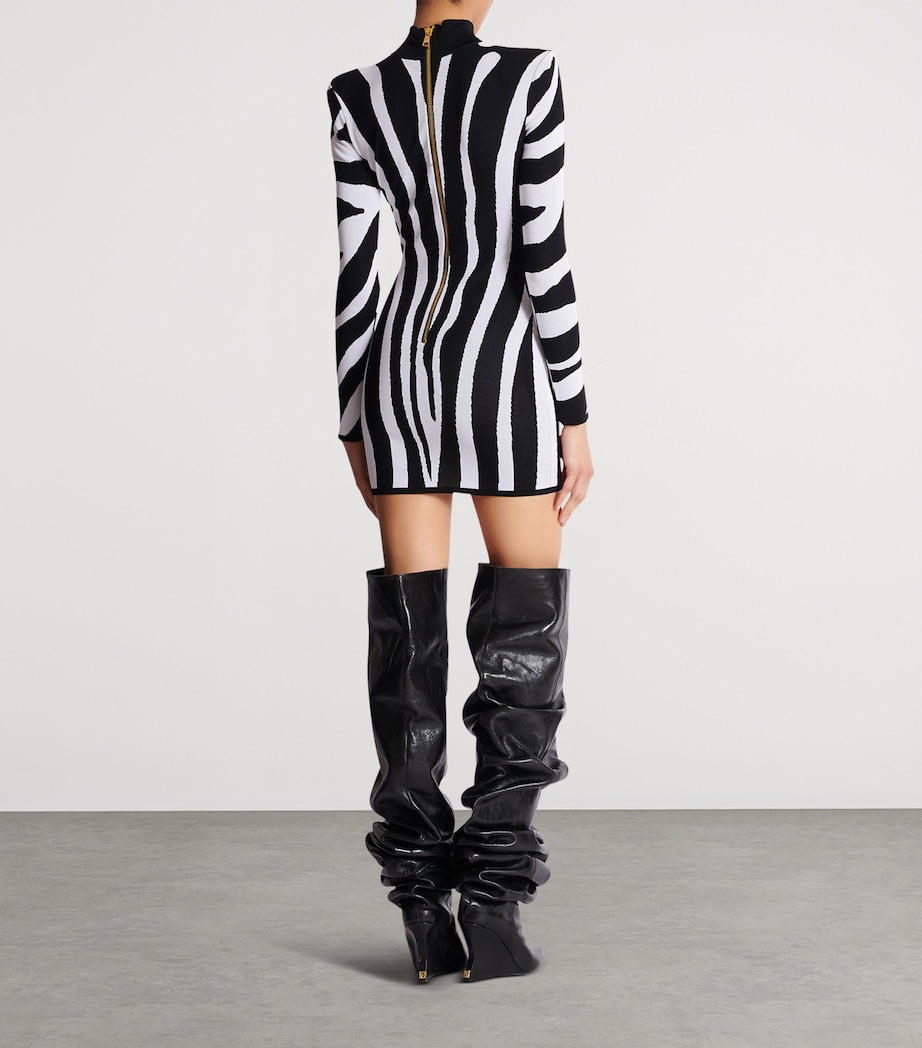 Knitted Zebra Mini Dress EAB NOIR/BLANC Image 4