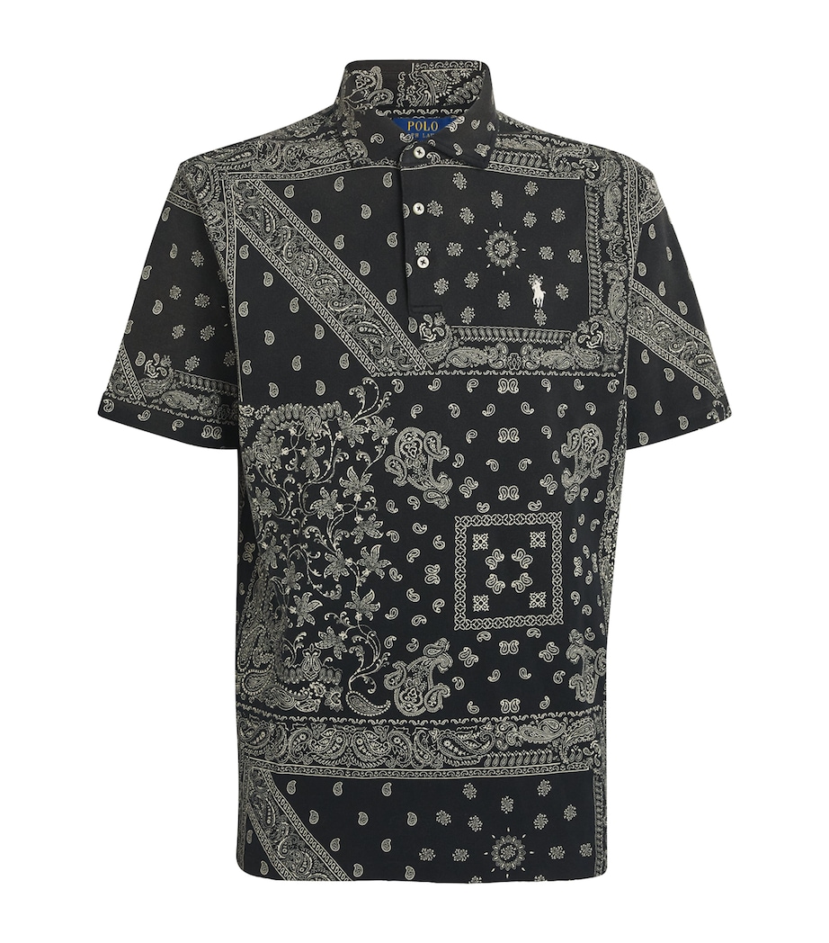 Cotton Mesh Bandana Print Polo Shirt BLACK Image 1
