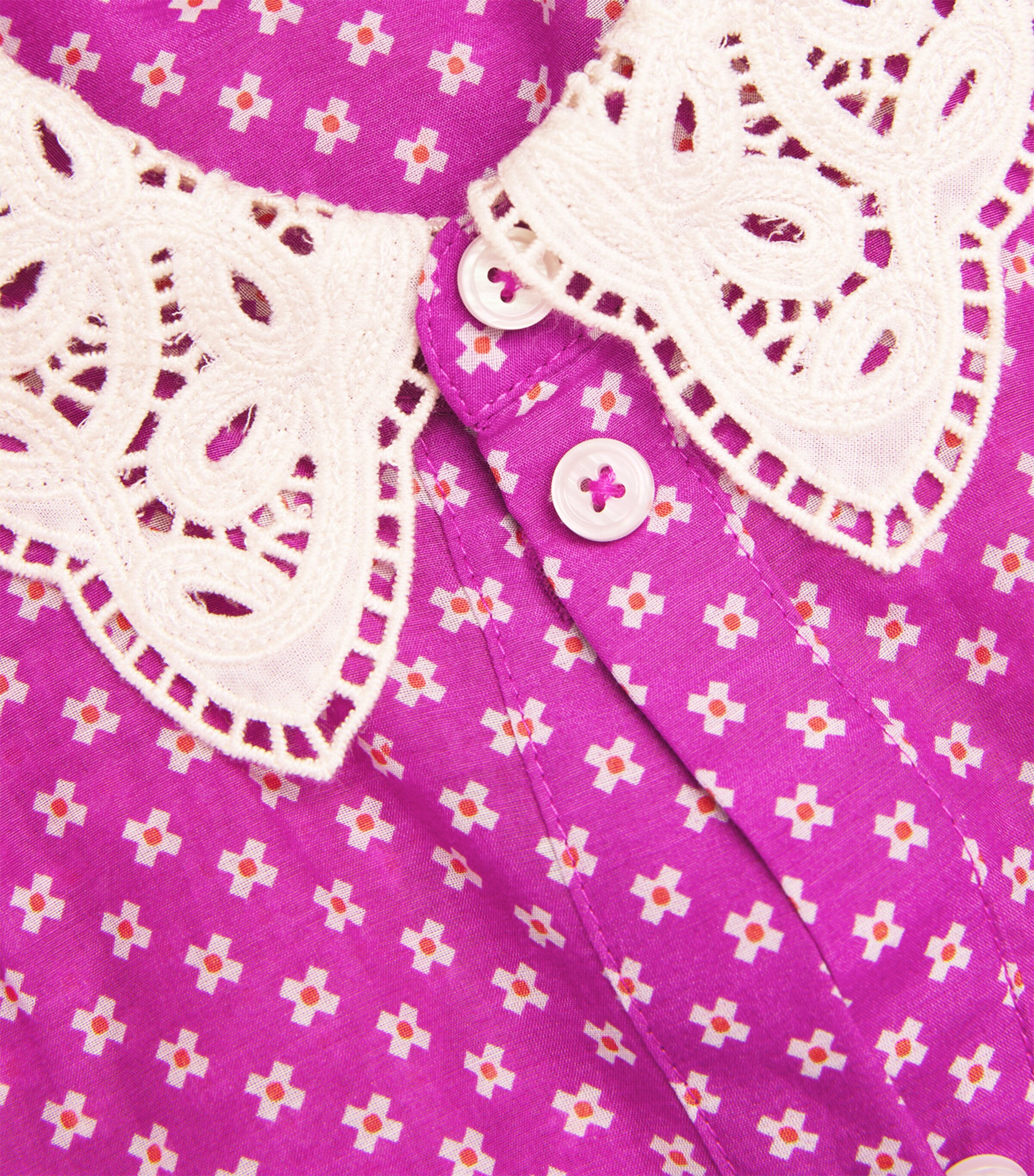 Cotton-Silk Crosses Blouse IRIS/CREAM/ORANGE Image 5