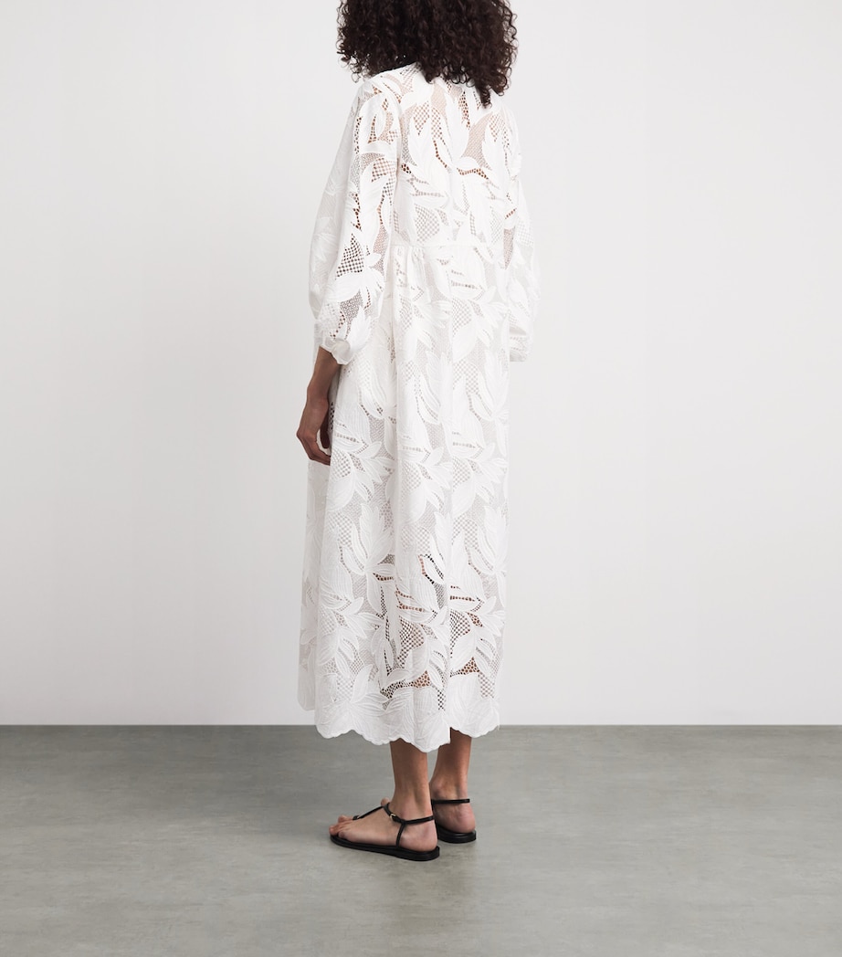 Erdem Womens Crochet Cutwork Midi Shirt Dress Ivory Image 4