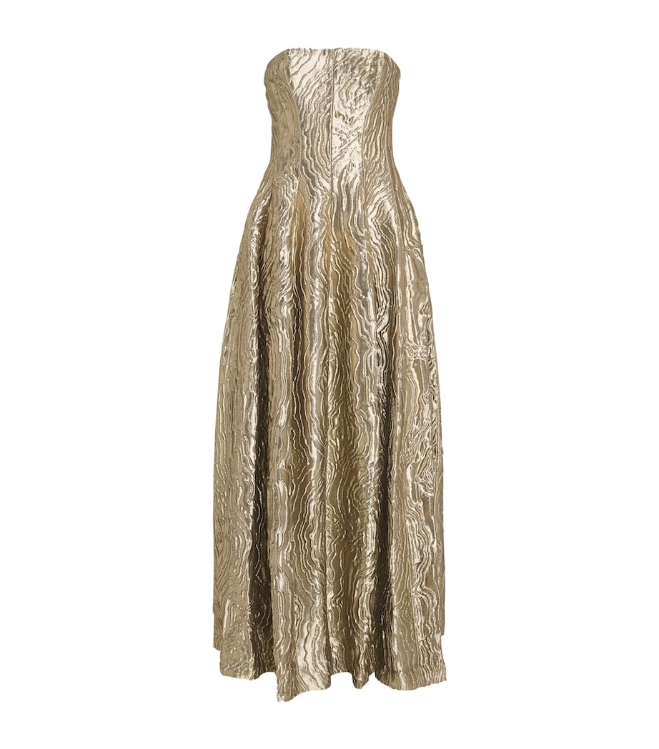 Simkhai Womens Metallic Jacquard Celeste Gown Light Gold Image 1