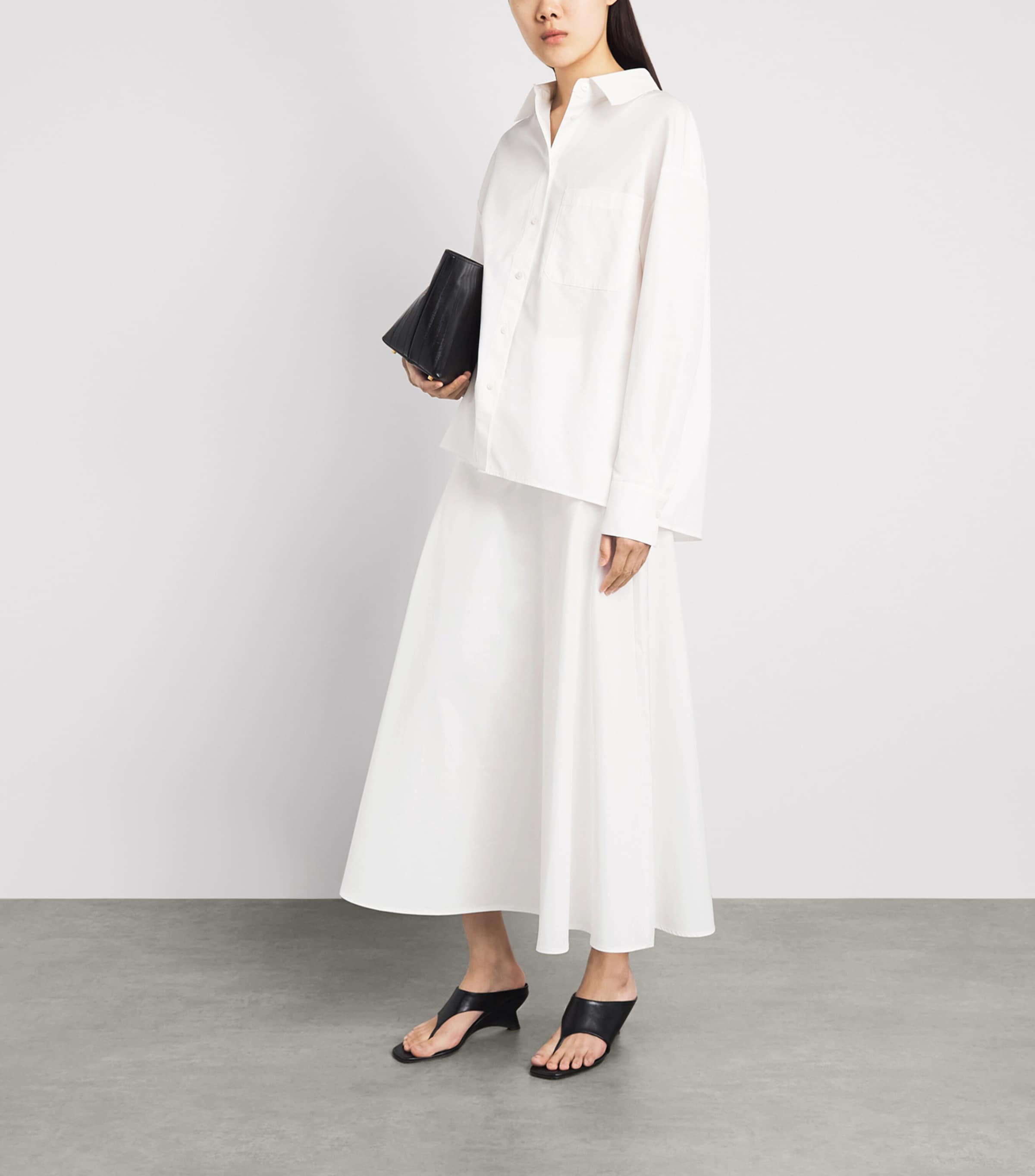 Almada Label Womens Cotton Poplin Ona Midi Skirt White Image 2