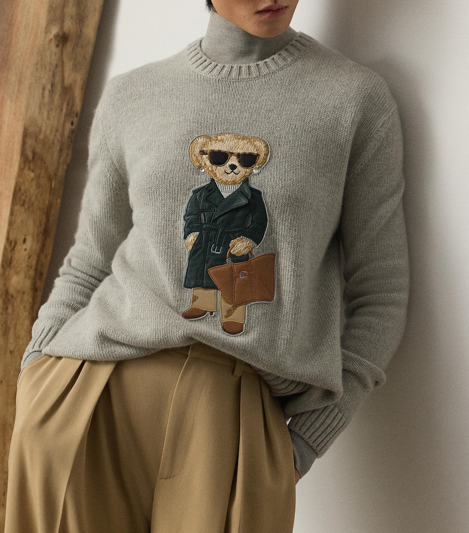 Cashmere Polo Bear Jumper PEARL GREY MELANGE Image 5