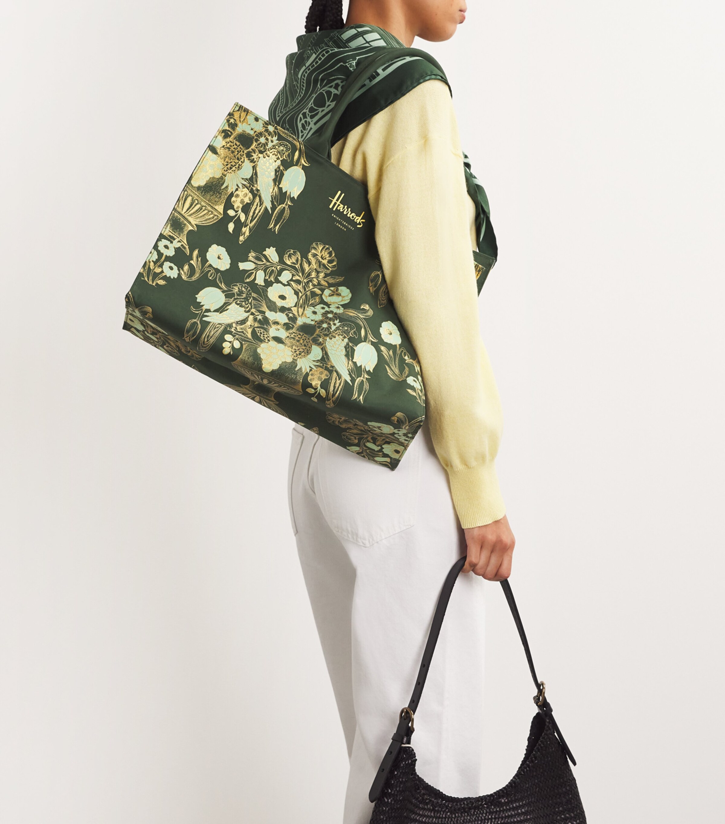 Harrods Floral Grocery Shopper Bag Harrods Green Image 5