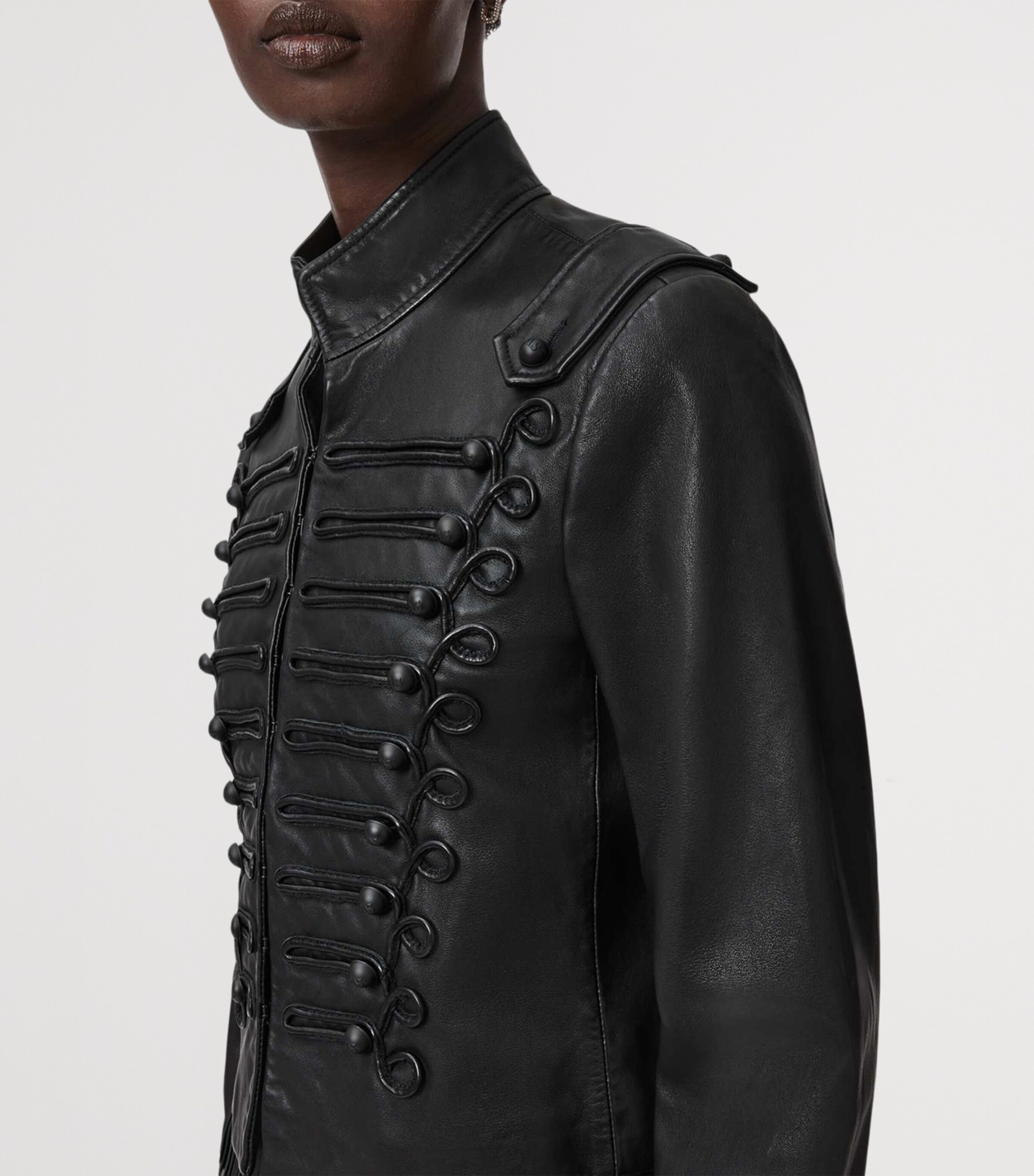 AllSaints Womens Rummy Leather Jacket Black Image 5
