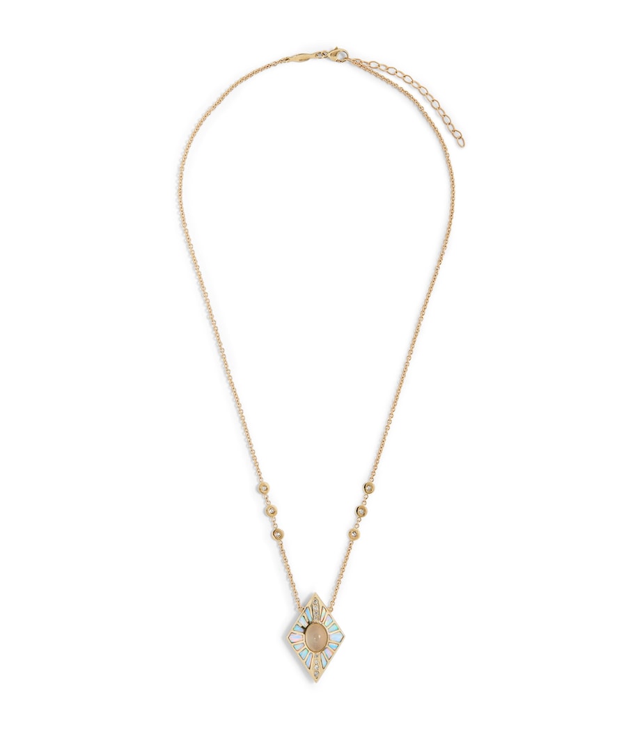 Yellow Gold, Diamond, Moonstone and Opal Inlay Necklace YELLOW GOLD Image 1