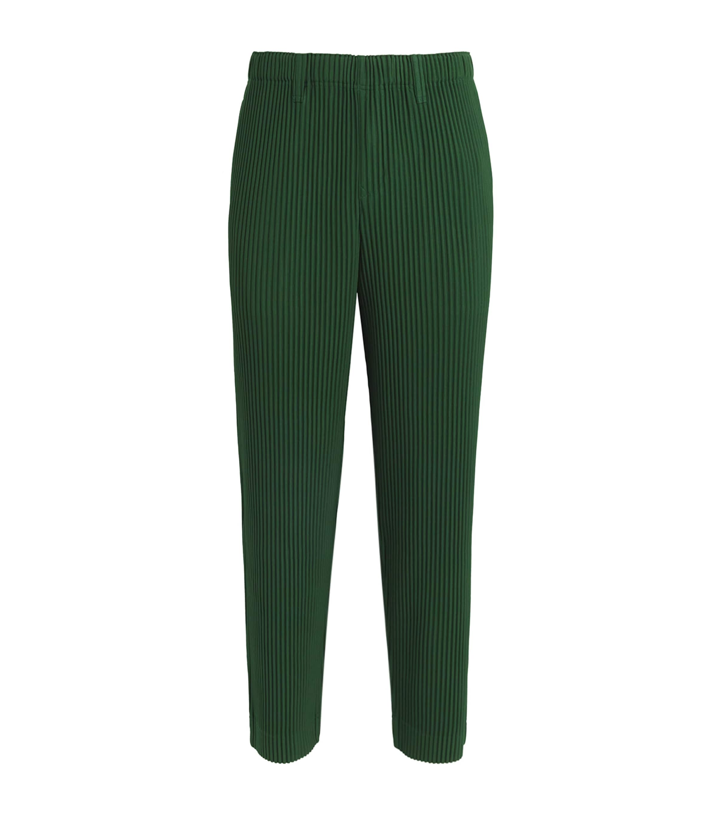 Shop Issey Miyake Pleated Straight Trousers In Green