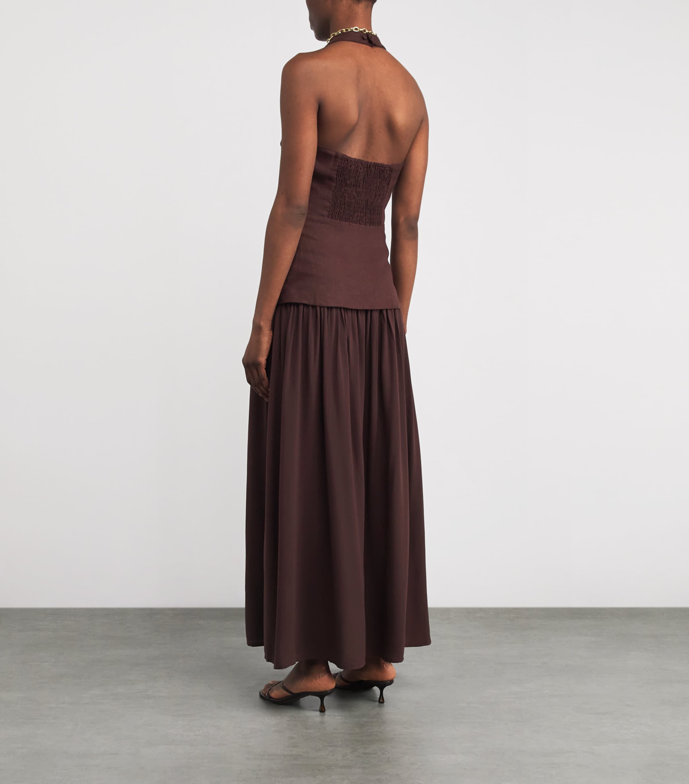 Faithfull the Brand Womens Halterneck Tali Maxi Dress Carob Image 3