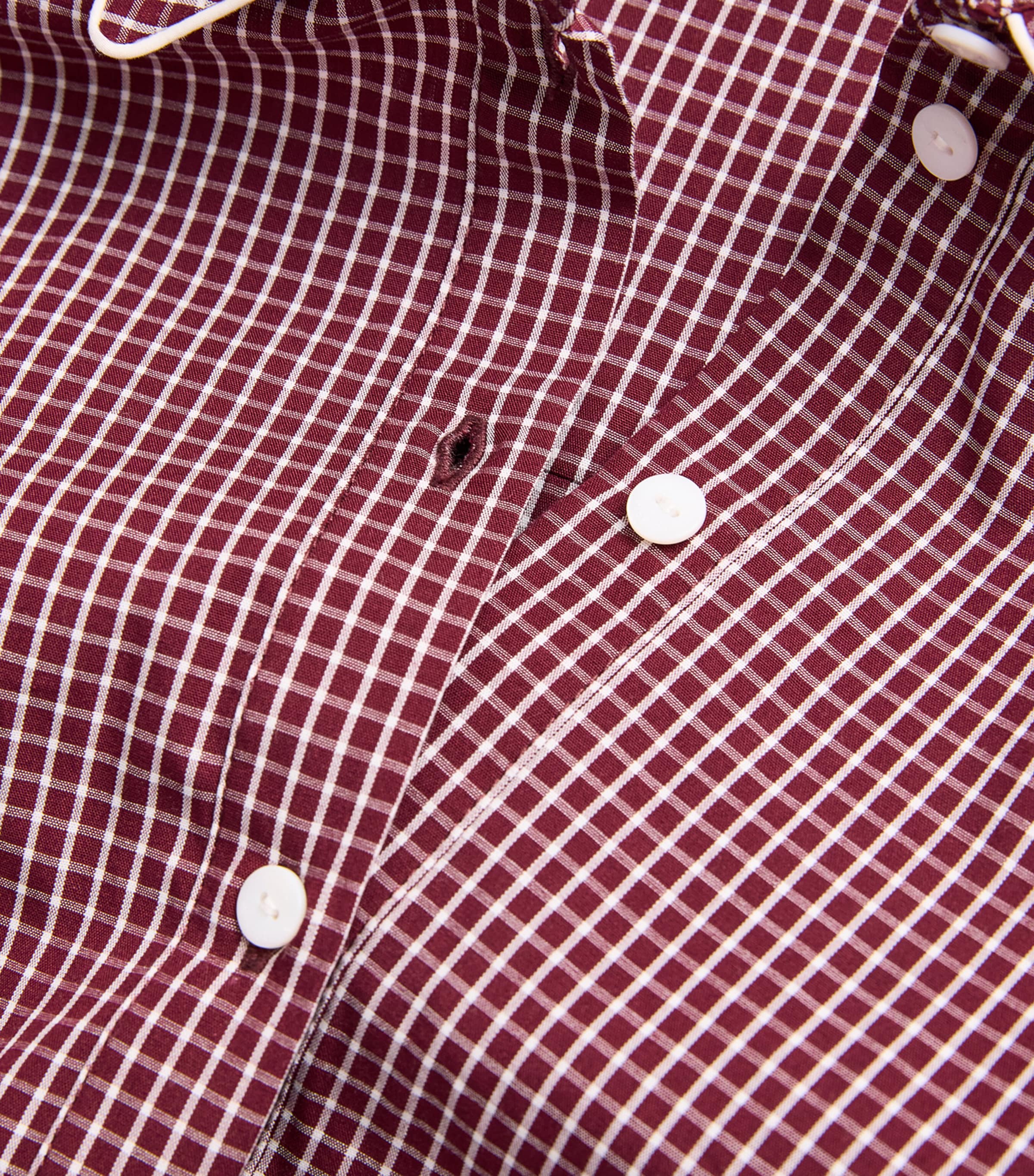 Cotton Check Cropped Shirt BURGUNDY PRINT Image 5