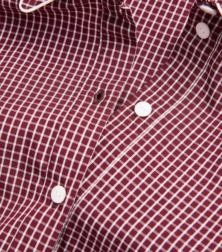 Cotton Check Cropped Shirt BURGUNDY PRINT Image 5