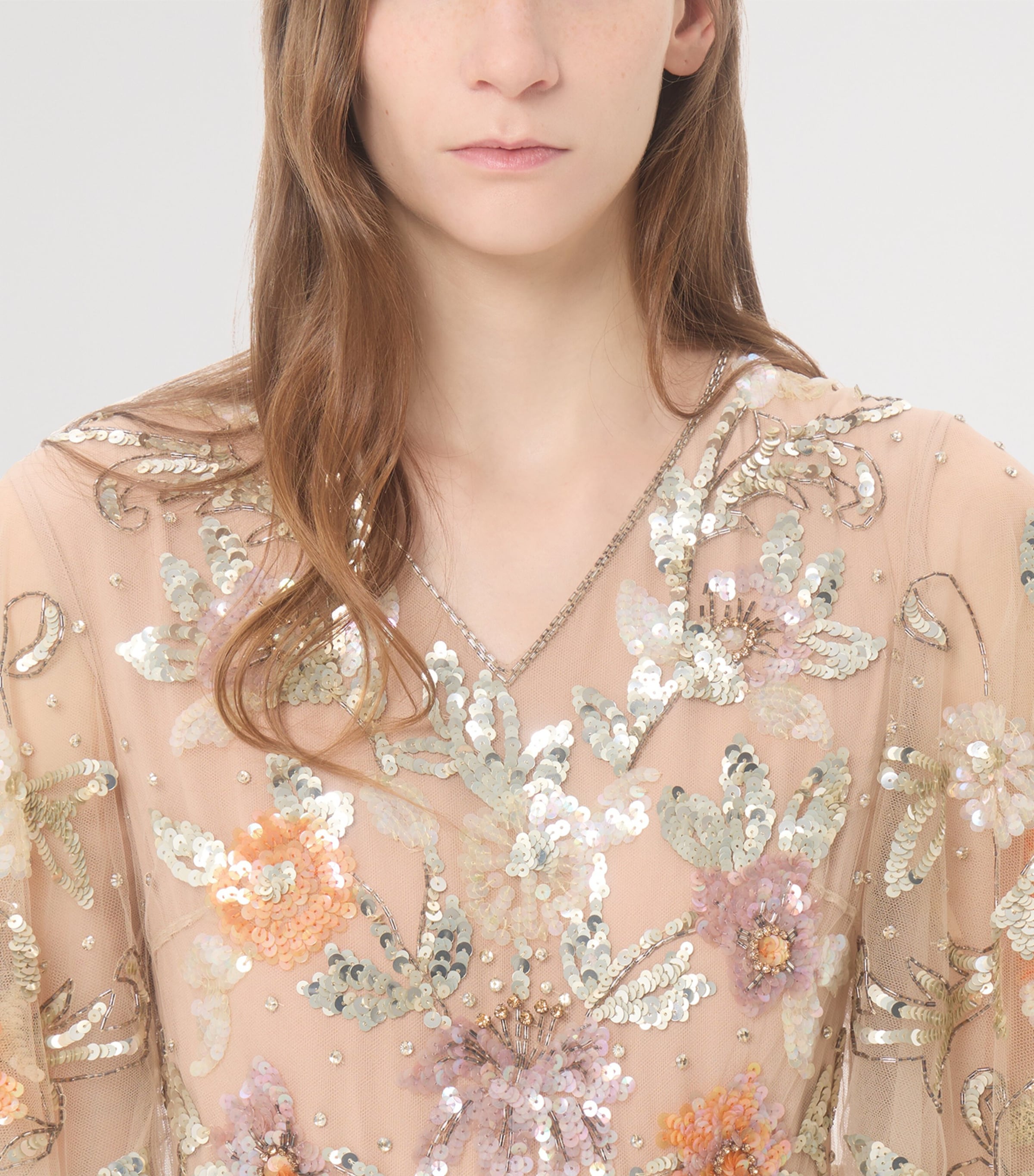 Valentino Womens Tulle Embellished Sequin Gown Image 6