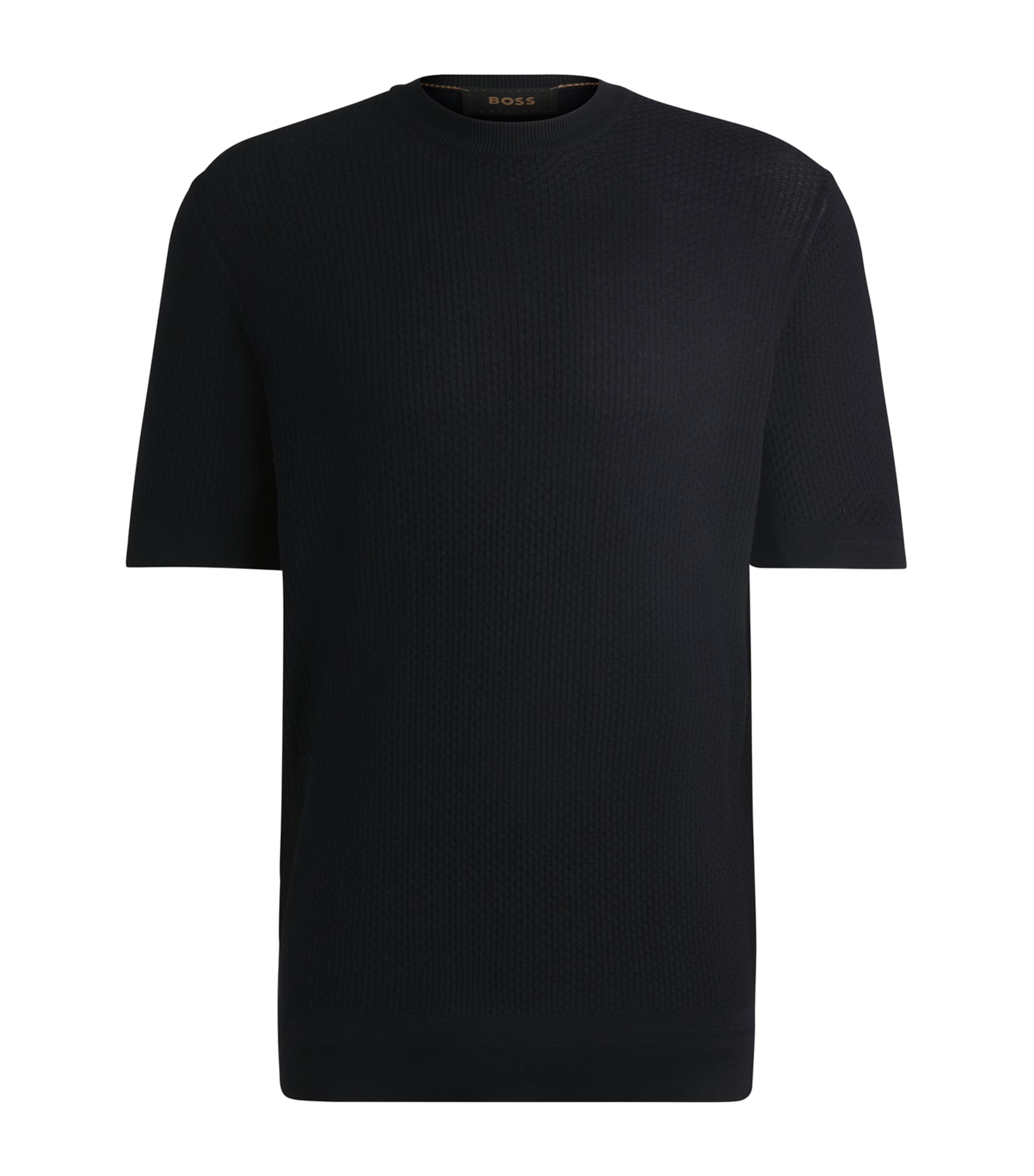 Hugo Boss Cotton-silk Regular-fit T-shirt With Geometric Pattern In Blue