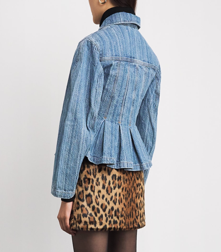 Pleated Stripe Denim Jacket 566 MID BLUE STONE Image 4