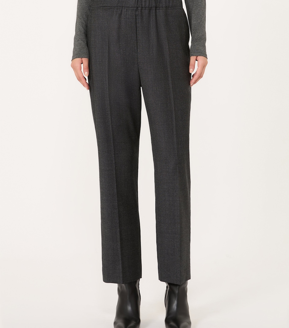 Weekend Max Mara Womens Virgin Wool-Blend Elasticated Trousers Dark Grey Image 2