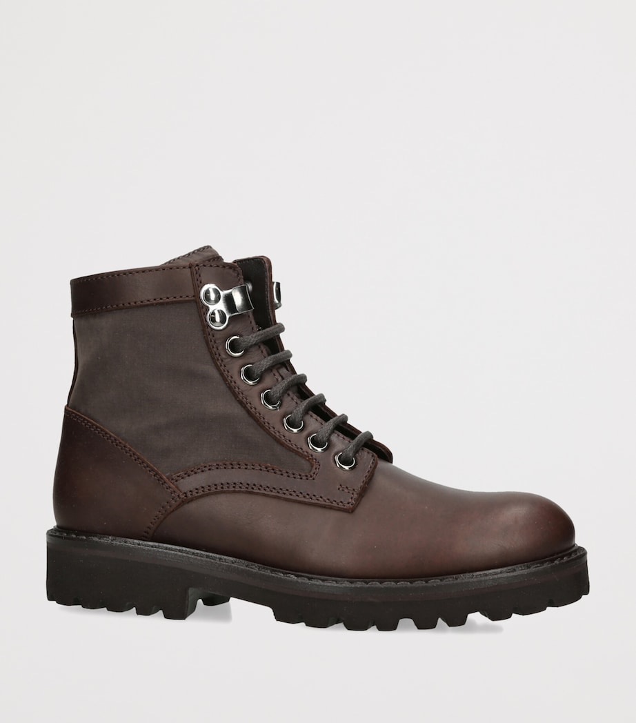 Brunello Cucinelli Kids Leather Lace-Up Ankle Boots Dark Brown Image 2